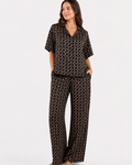 Pyjama Satin Noir Monogramme – Coupe Oversize