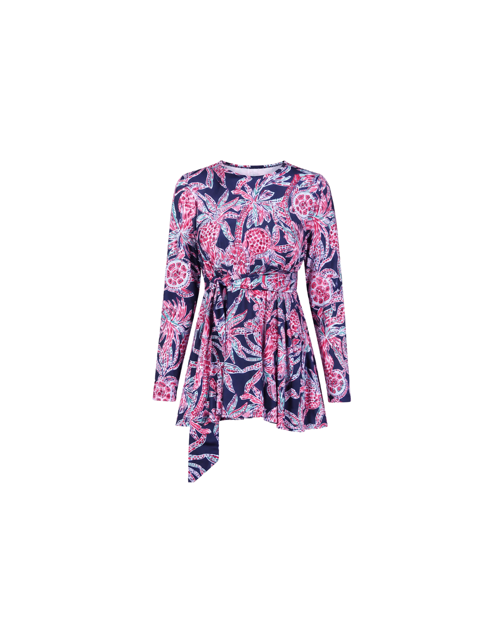BURKINI FEMME BLEU MARINE IMPRIMÉ FLORAL ROSE 3 PIÈCES AVEC BONNET - La Sprezzatura pyjamas