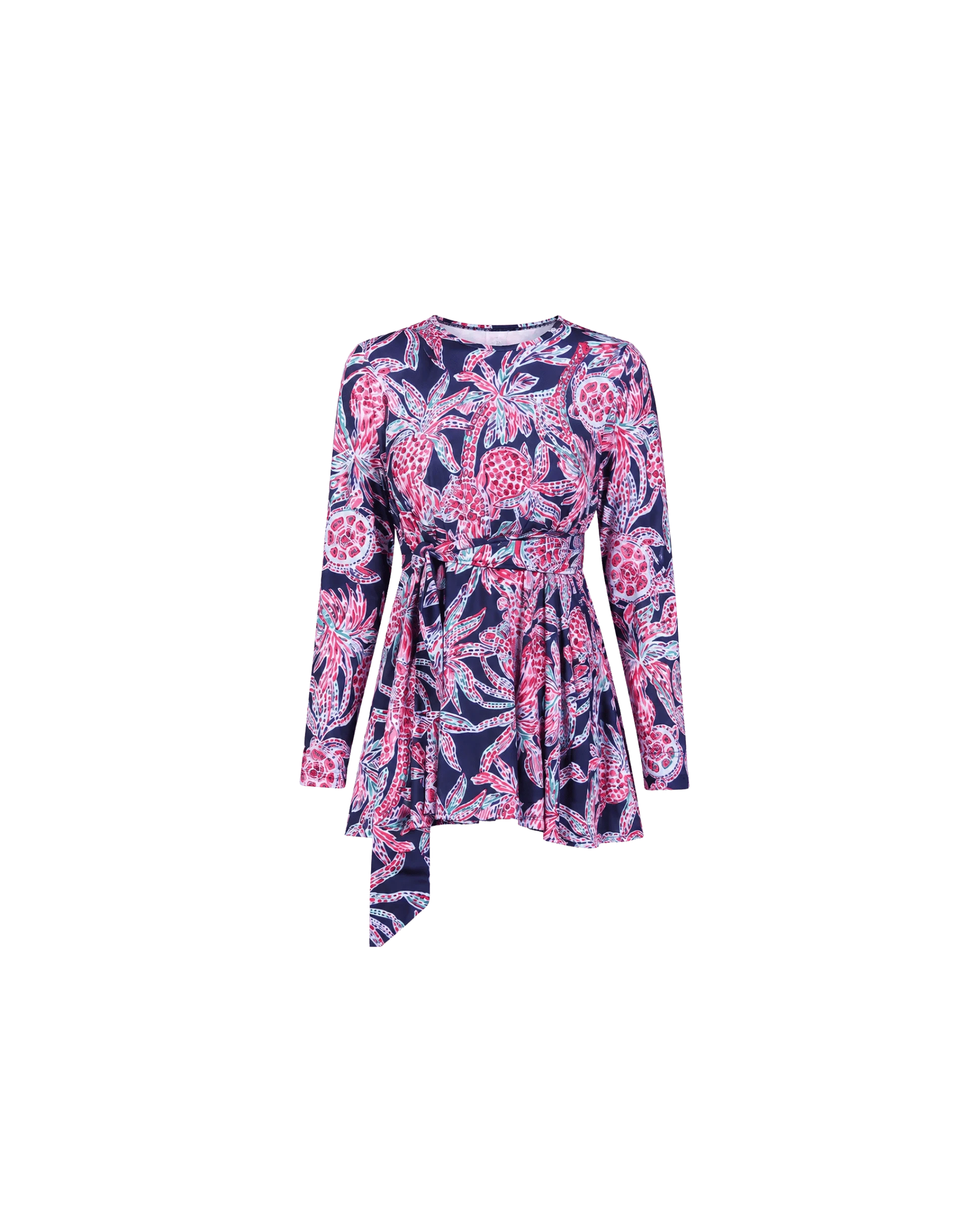 BURKINI FEMME BLEU MARINE IMPRIMÉ FLORAL ROSE 3 PIÈCES AVEC BONNET - La Sprezzatura pyjamas