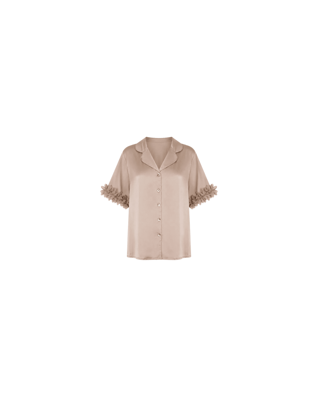 Pyjama Satin Beige Rosé à Détails Floraux - La Sprezzatura pyjamas