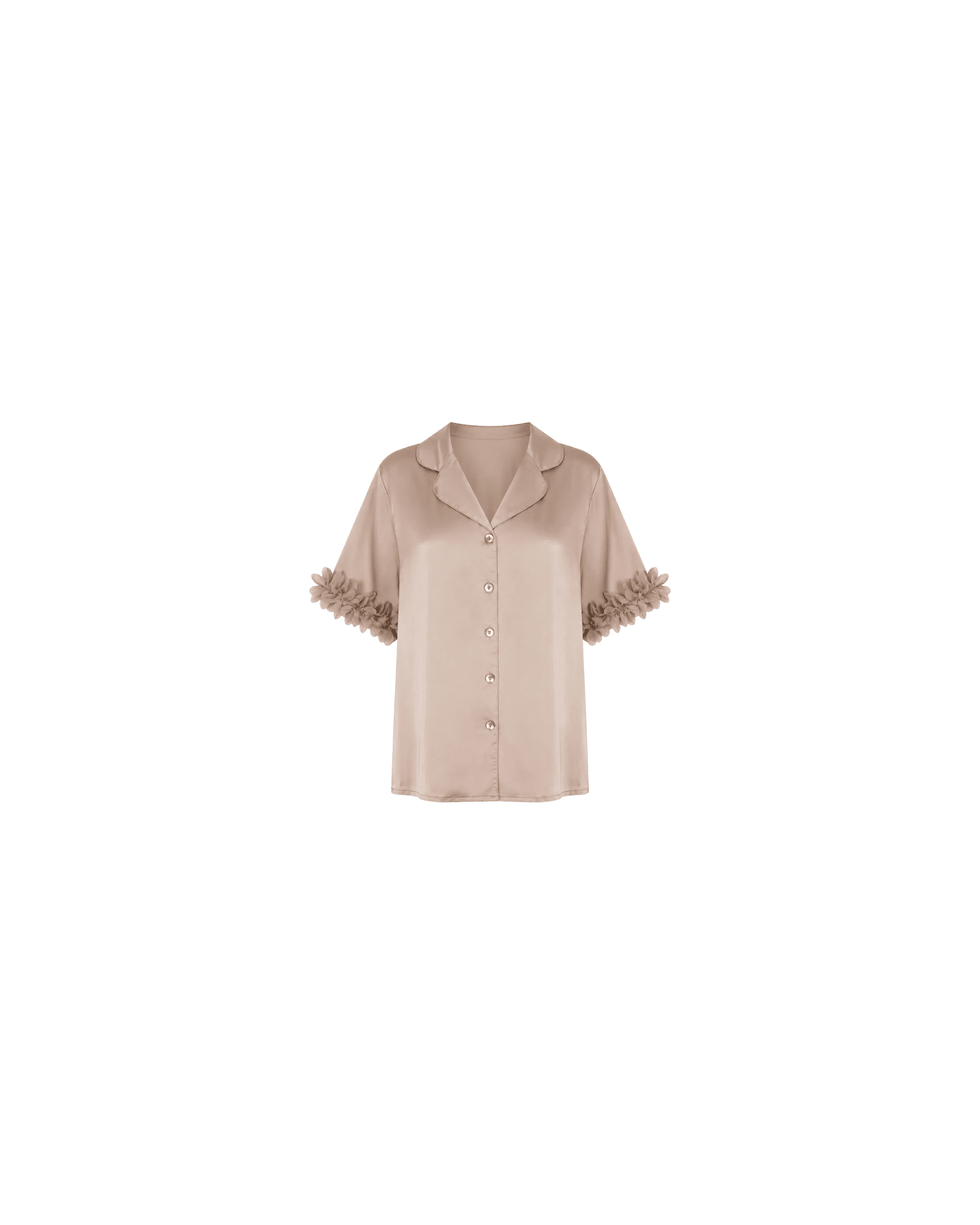 Pyjama Satin Beige Rosé à Détails Floraux - La Sprezzatura pyjamas
