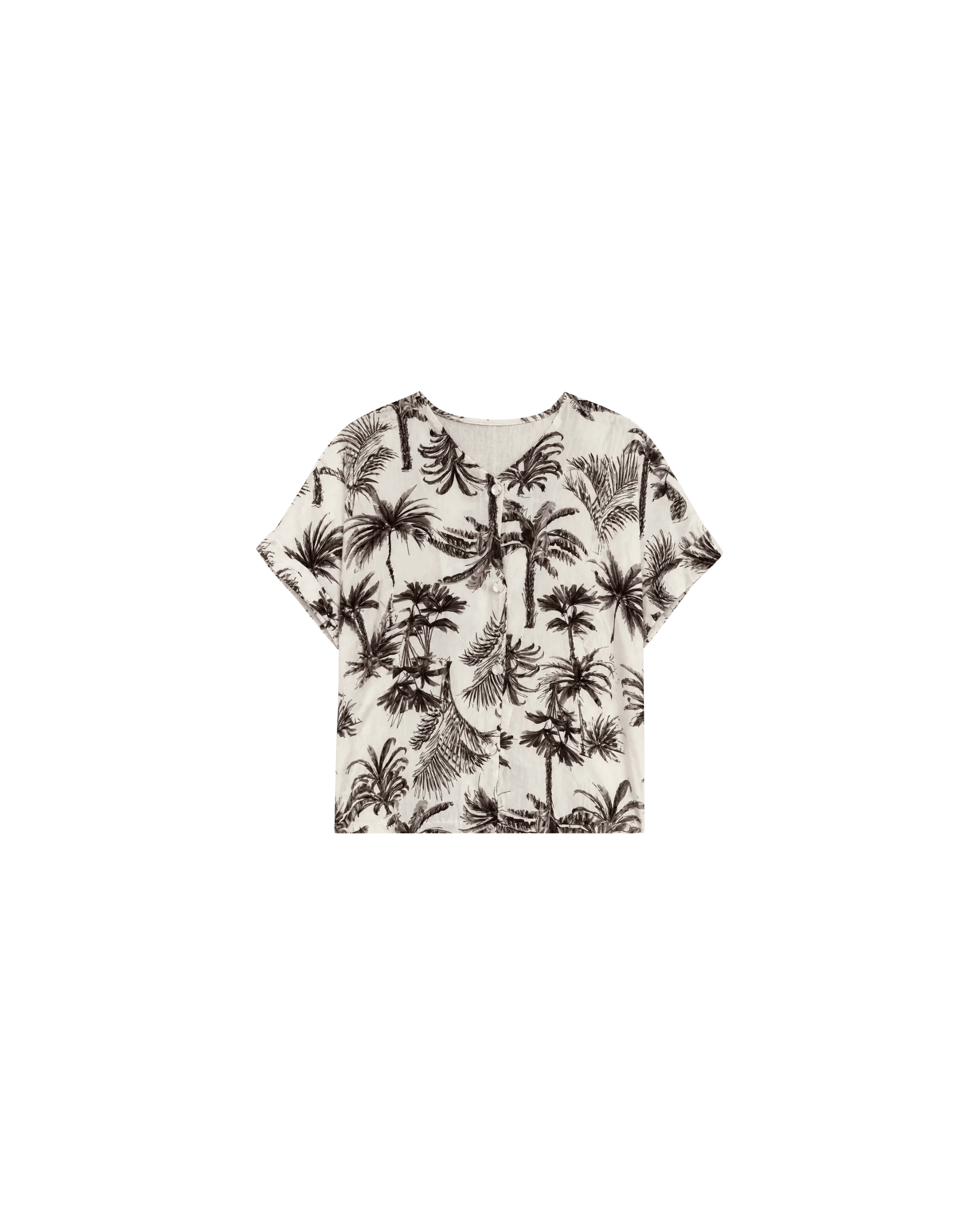 Pyjama Blanc 2 Pièces — Imprimé Palmiers Noir & Brun - La Sprezzatura pyjamas