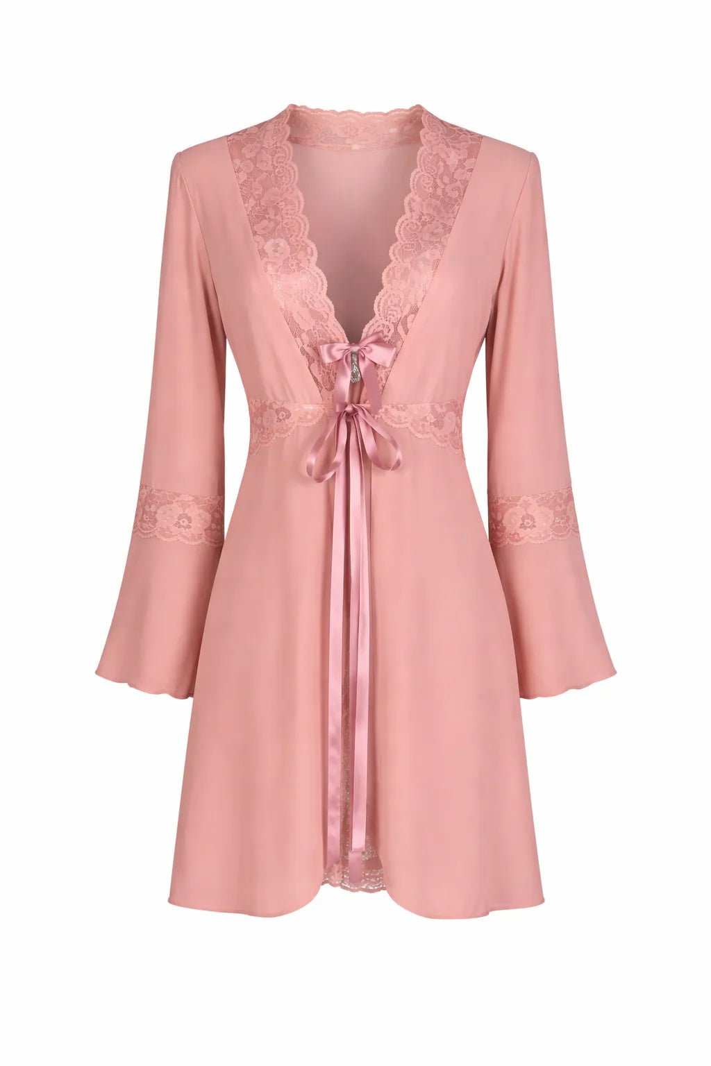Ensemble 3 Pièces Nuisette, Kimono et String – Rose Poudré - La Sprezzatura pyjamas