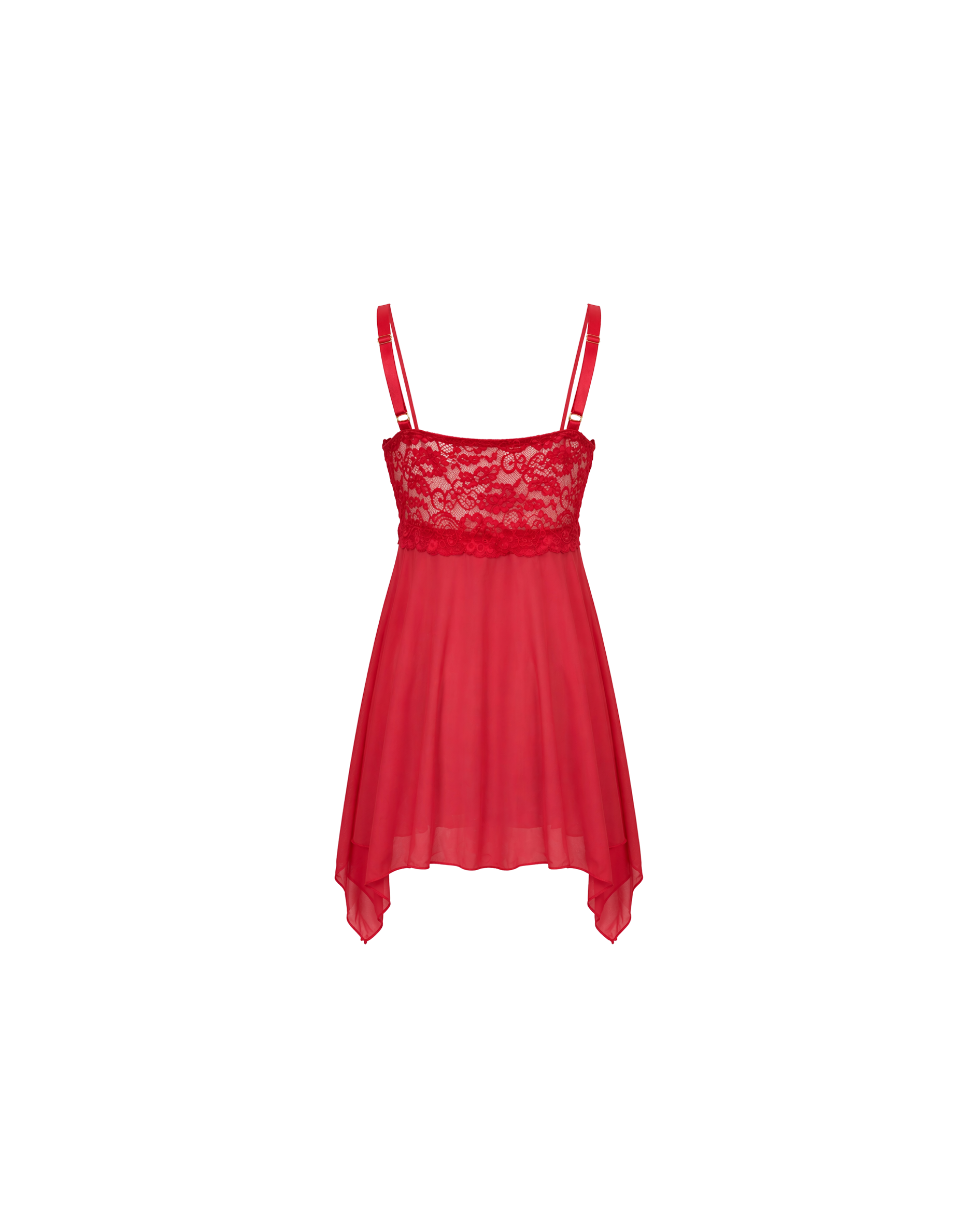 NUISETTE ROUGE EN DENTELLE AVEC STRING ASSORTI