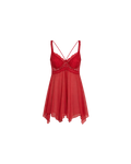 NUISETTE ROUGE EN DENTELLE AVEC STRING ASSORTI