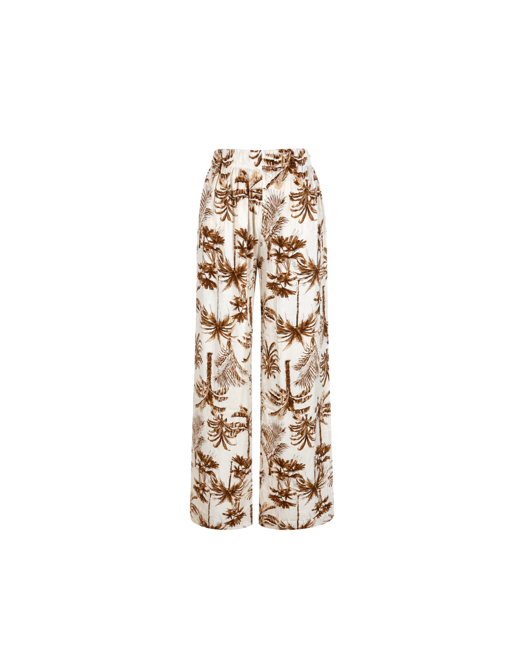 Pyjama Blanc 2 Pièces — Imprimé Palmiers Caramel