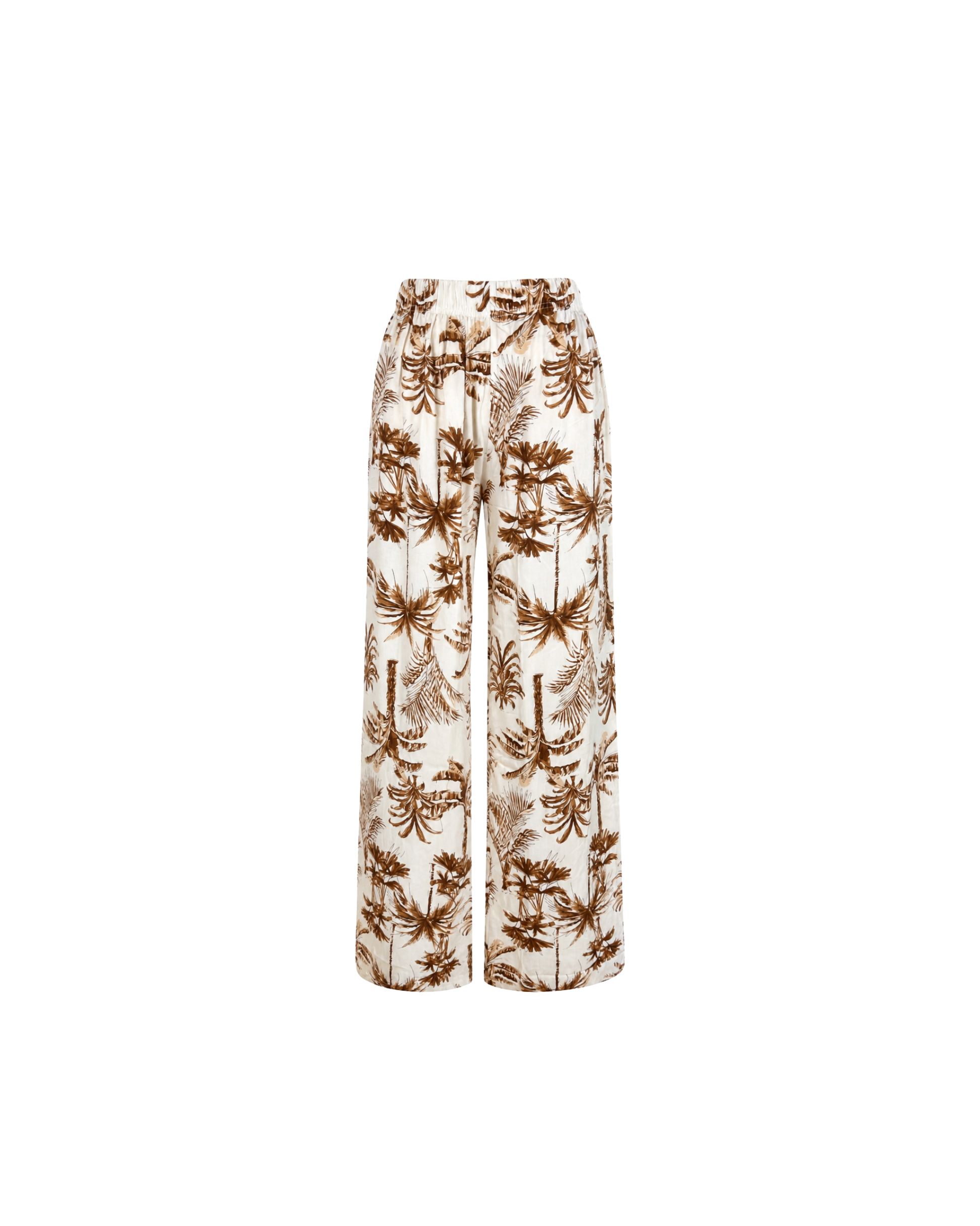Pyjama Blanc 2 Pièces — Imprimé Palmiers Caramel