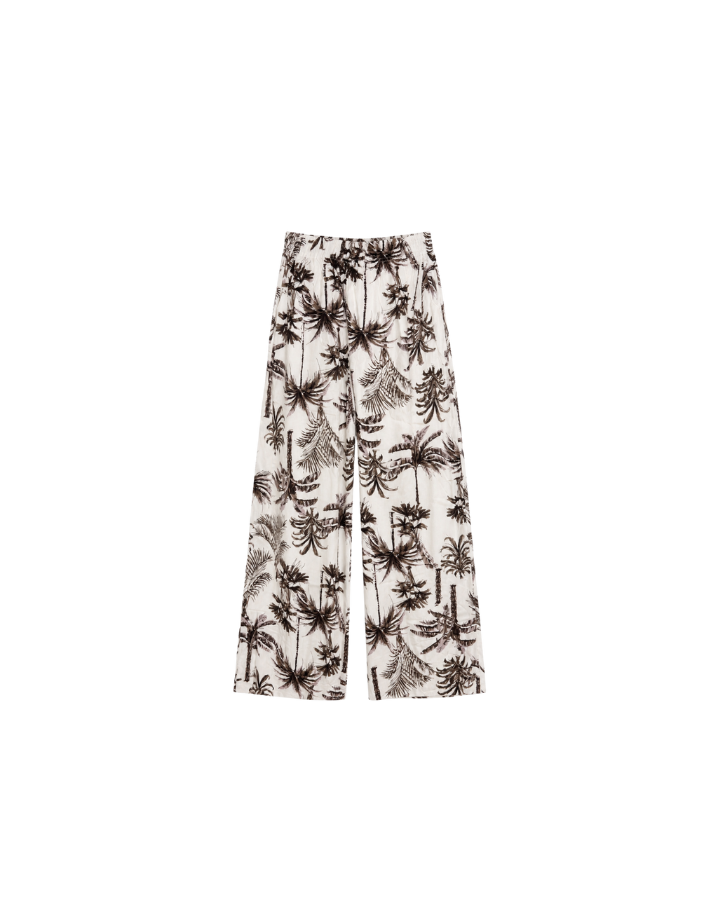 Pyjama Blanc 2 Pièces — Imprimé Palmiers Noir & Brun