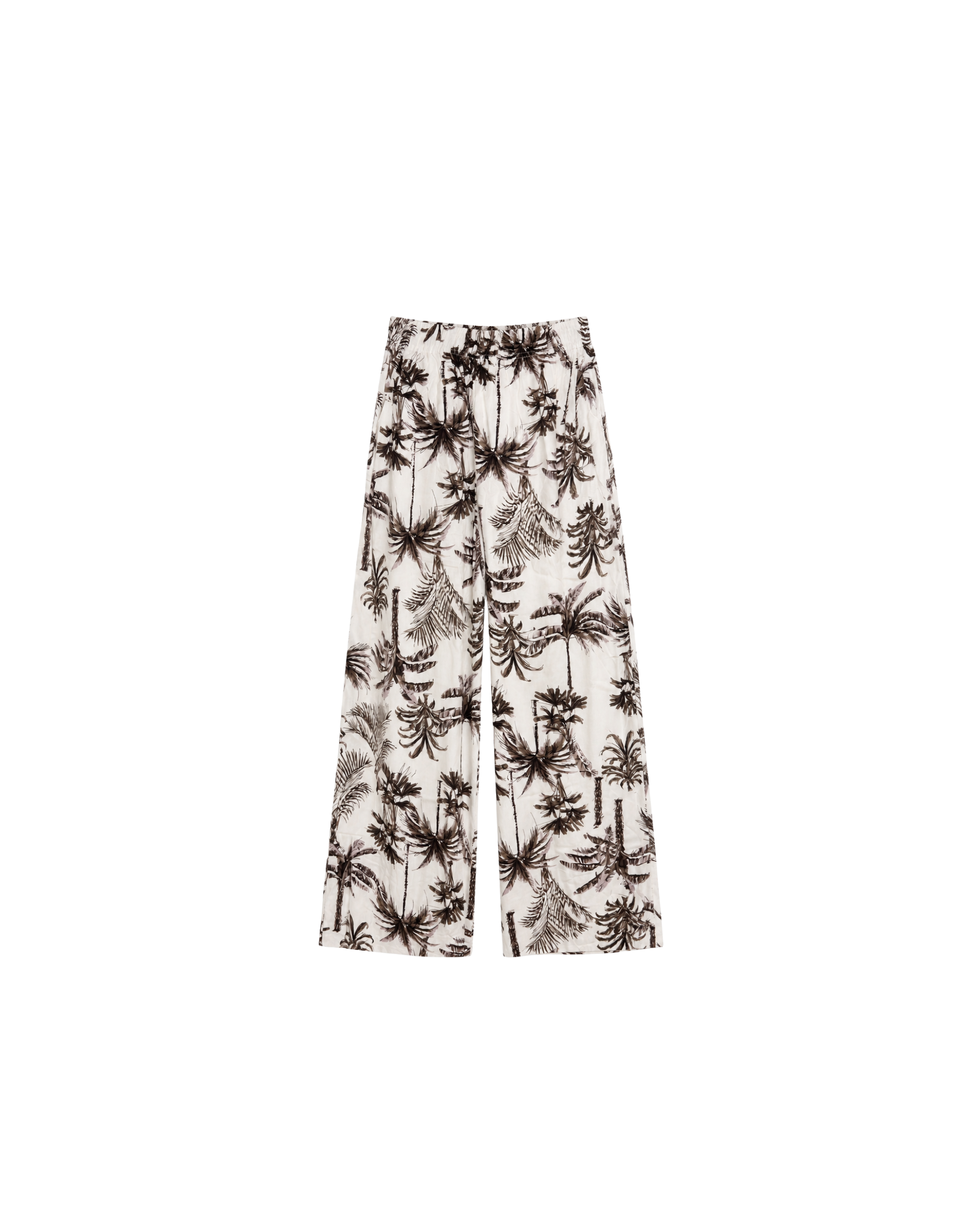Pyjama Blanc 2 Pièces — Imprimé Palmiers Noir & Brun