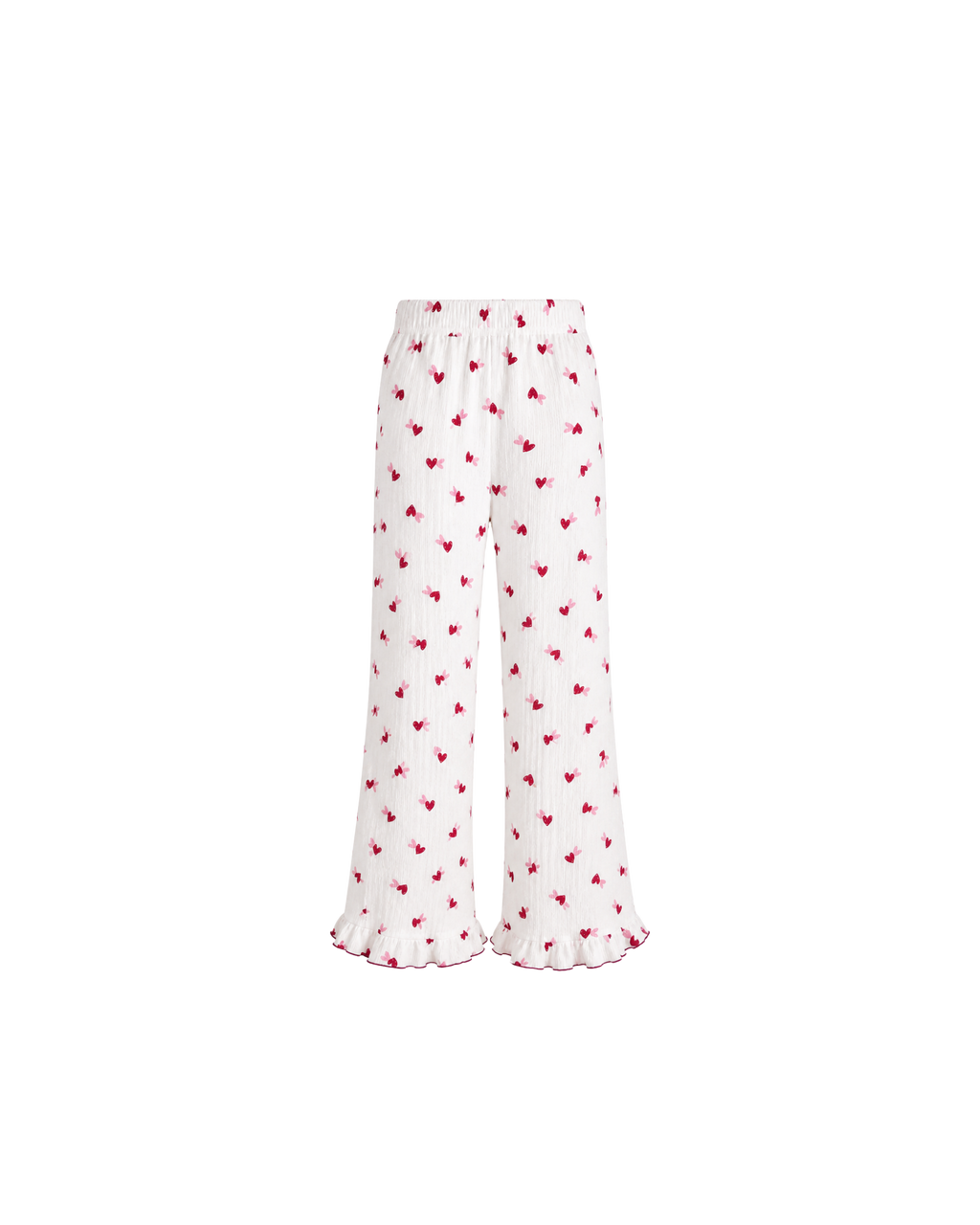 Pyjama Blanc 2 Pièces — Imprimé Cœurs Rose & Fuchsia