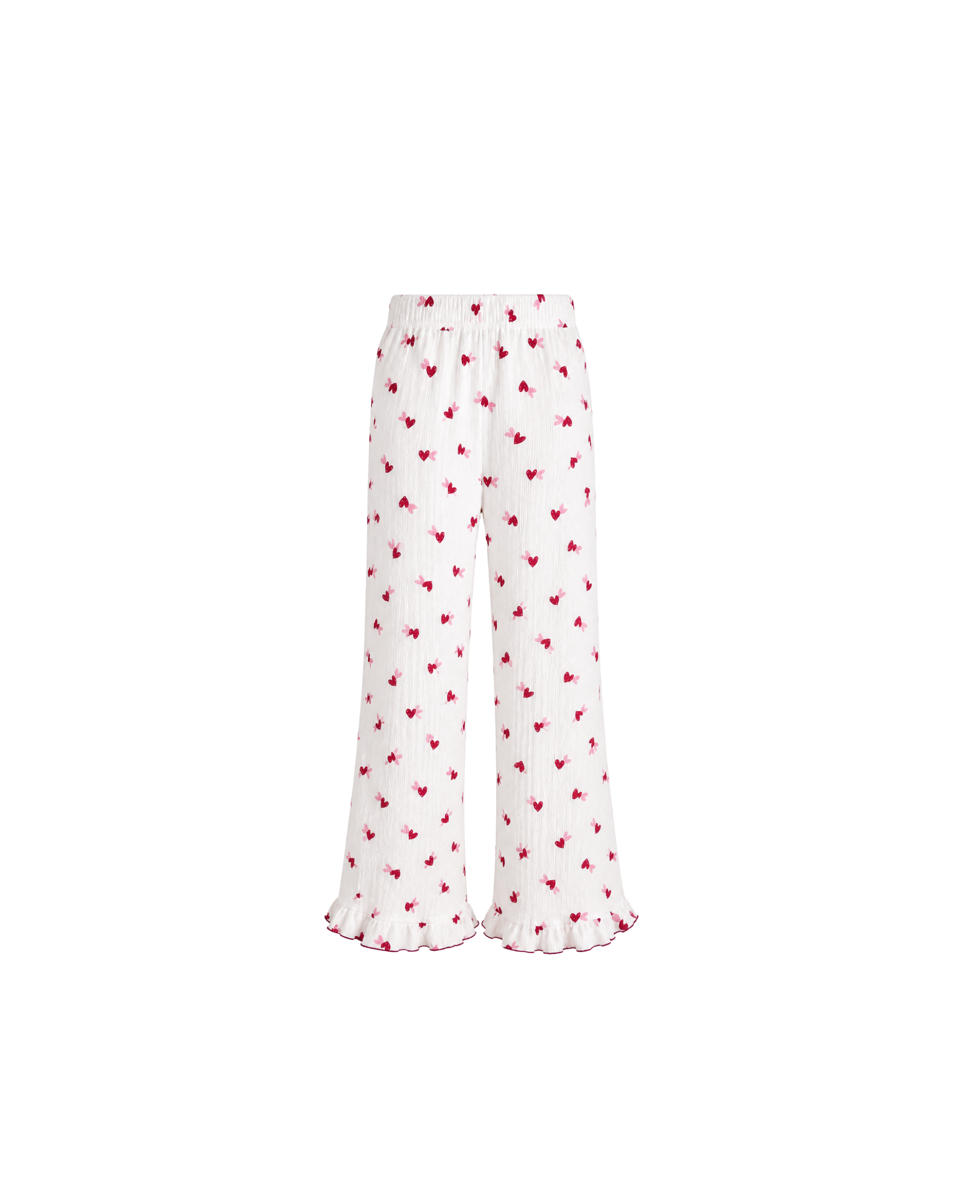 Pyjama Blanc 2 Pièces — Imprimé Cœurs Rose & Fuchsia