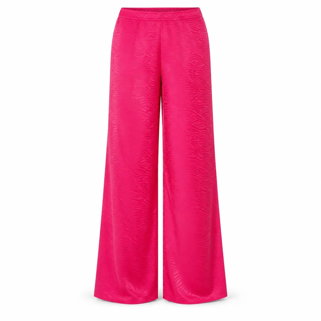 Pyjama Satin Jacquard Fuchsia à Volants – Palazzo - La Sprezzatura pyjamas