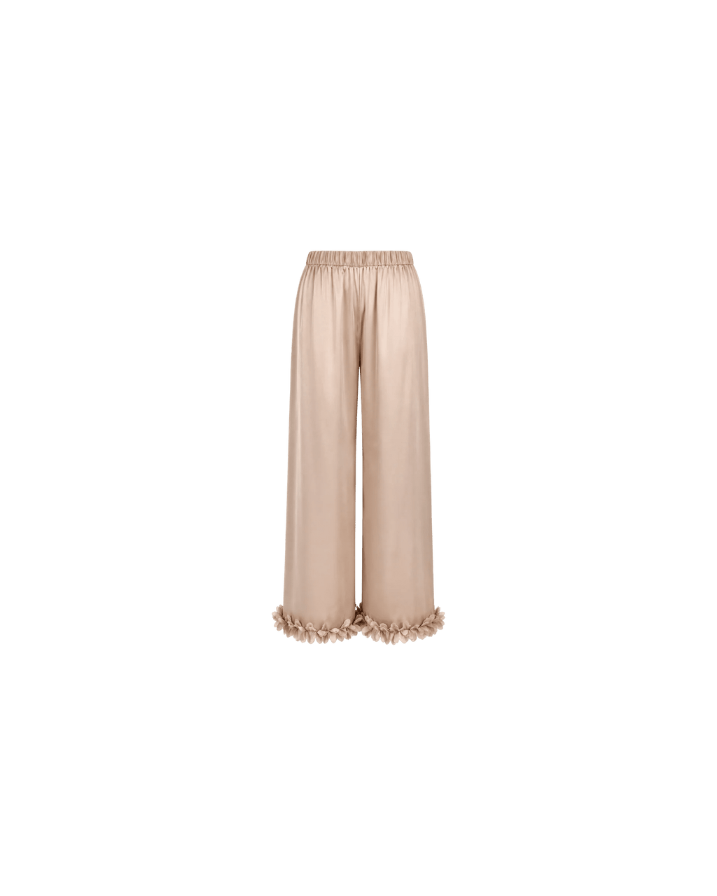 Pyjama Satin Beige Rosé à Détails Floraux - La Sprezzatura pyjamas