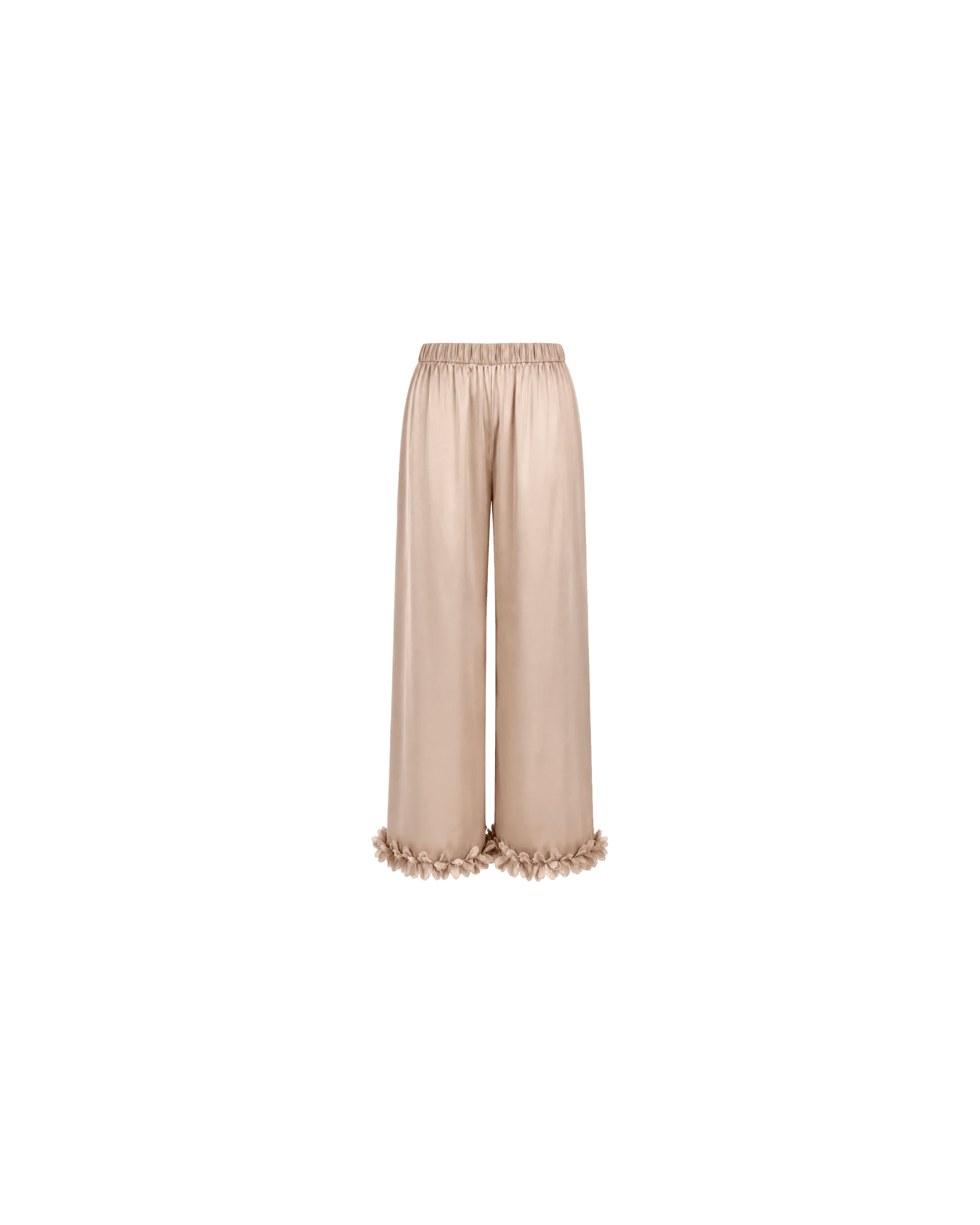 Pyjama Satin Beige Rosé à Détails Floraux - La Sprezzatura pyjamas