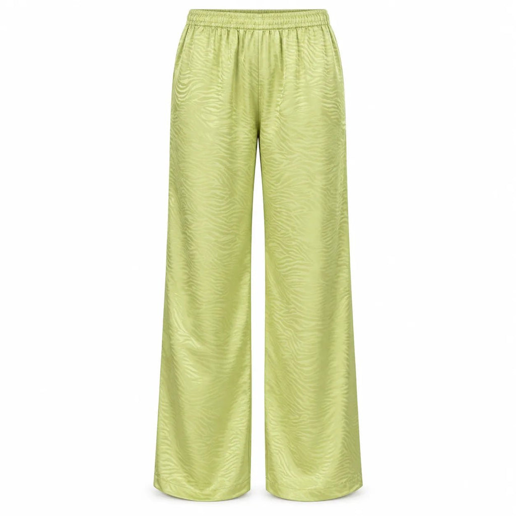 Pyjama Satin Jacquard à Volants – Vert Pistache - La Sprezzatura pyjamas