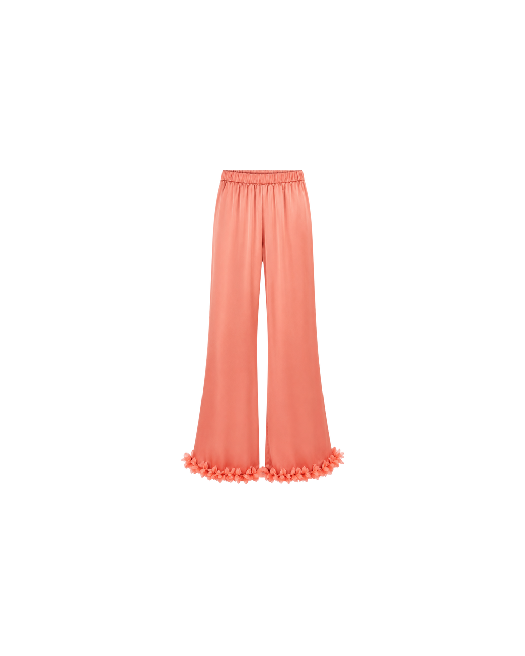 Pyjama Satin Saumon Femme – Ensemble Satiné Fluide à Détails Floraux