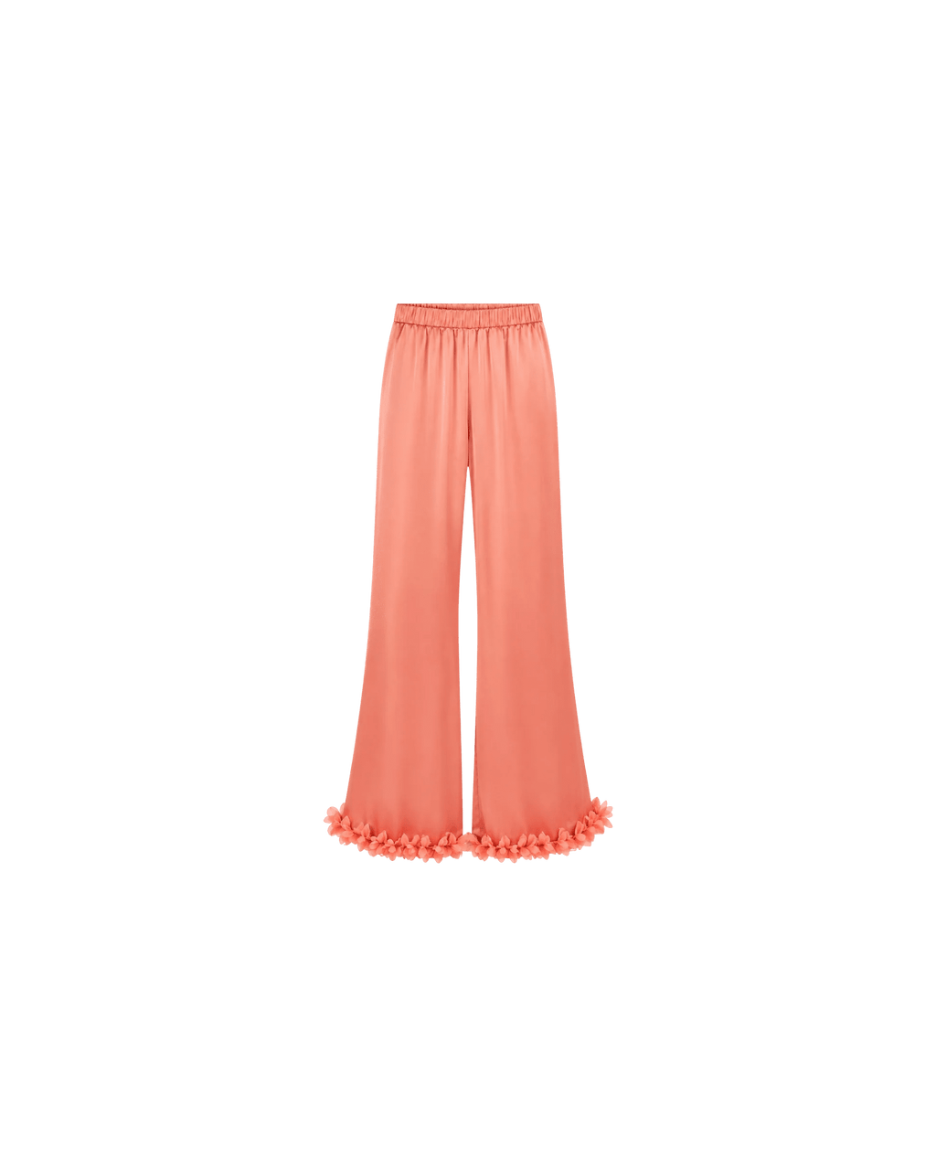 Pyjama Satin Saumon Femme – Ensemble Satiné Fluide à Détails Floraux - La Sprezzatura pyjamas