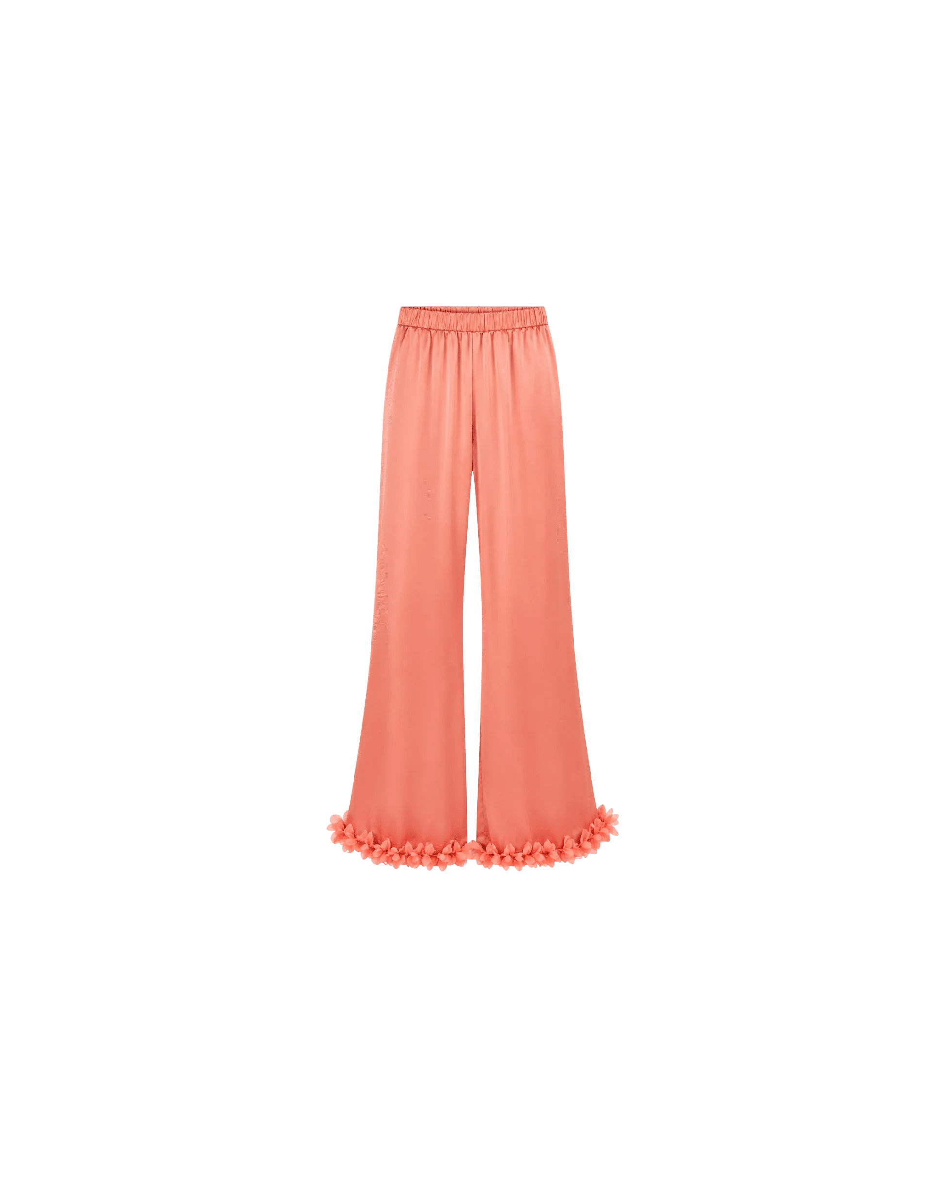 Pyjama Satin Saumon Femme – Ensemble Satiné Fluide à Détails Floraux - La Sprezzatura pyjamas