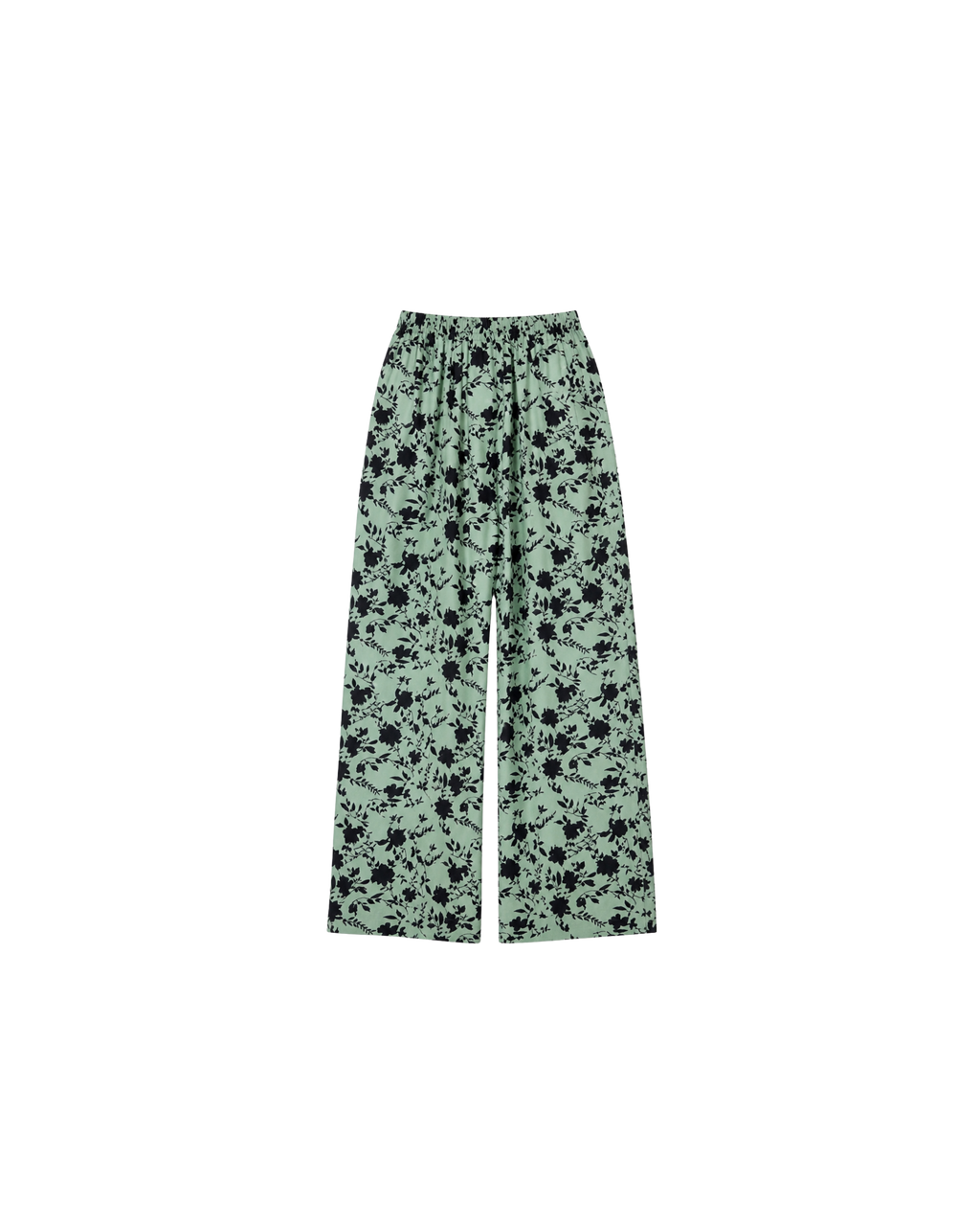 PYJAMA SATIN VERT FLEURI & DENTELLE – ENSEMBLE 2 PIÈCES FEMME