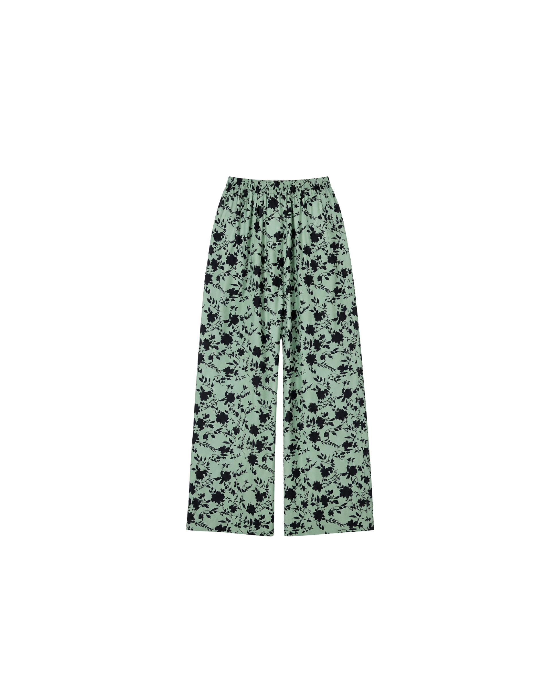 PYJAMA SATIN VERT FLEURI & DENTELLE – ENSEMBLE 2 PIÈCES FEMME