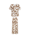 Pyjama Blanc 2 Pièces — Imprimé Palmiers Caramel