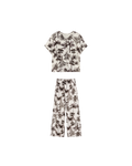 Pyjama Blanc 2 Pièces — Imprimé Palmiers Noir & Brun