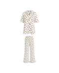 Pyjama Blanc 2 Pièces — Imprimé Cœurs Chocolat