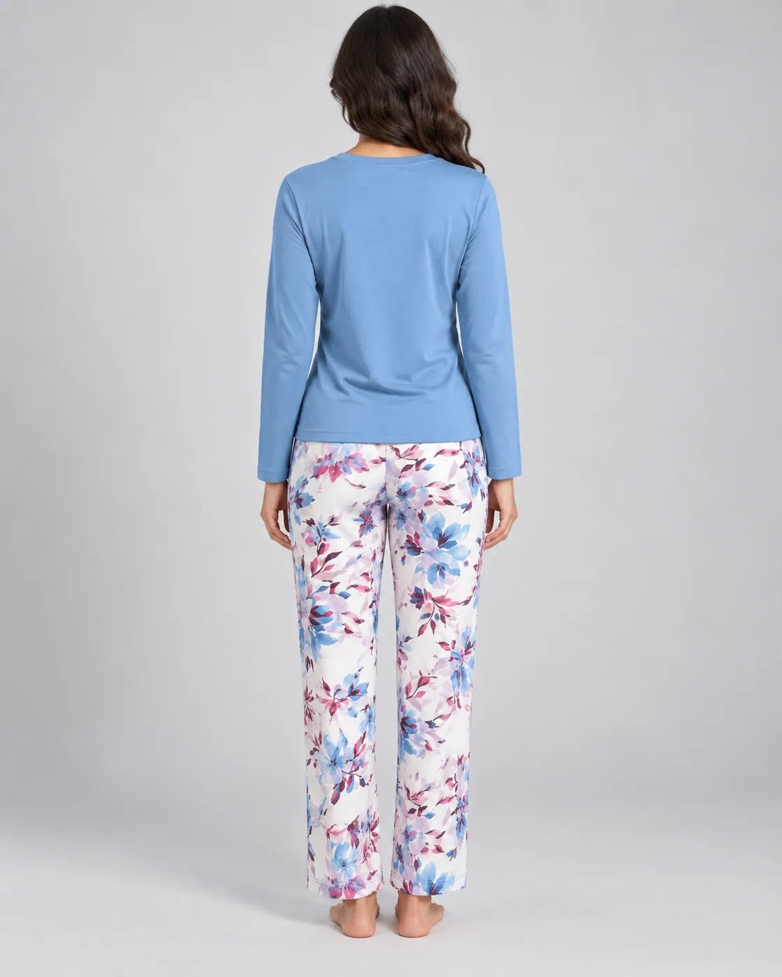 Pyjama Femme Bleu Ciel Fleuri à Manches Longues - La Sprezzatura pyjamas