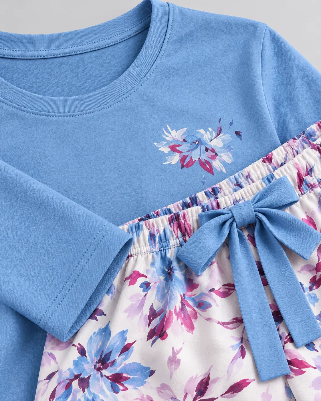 Pyjama Femme Bleu Ciel Fleuri à Manches Longues - La Sprezzatura pyjamas