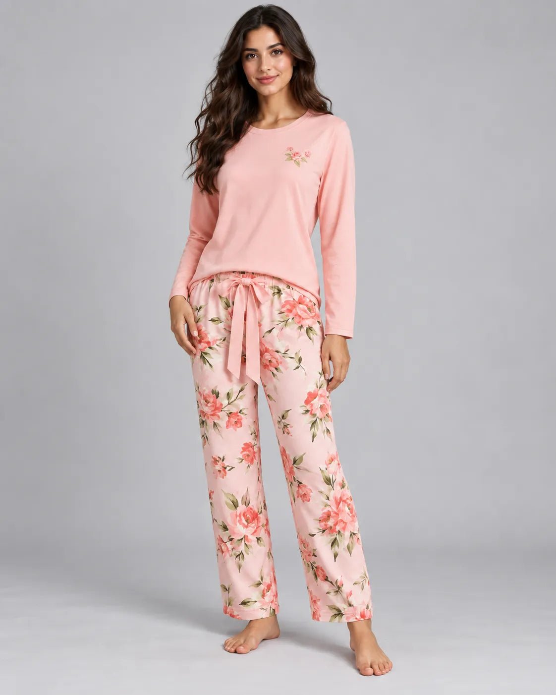 Pyjama Femme Rose Fleuri à Manches Longues - La Sprezzatura pyjamas