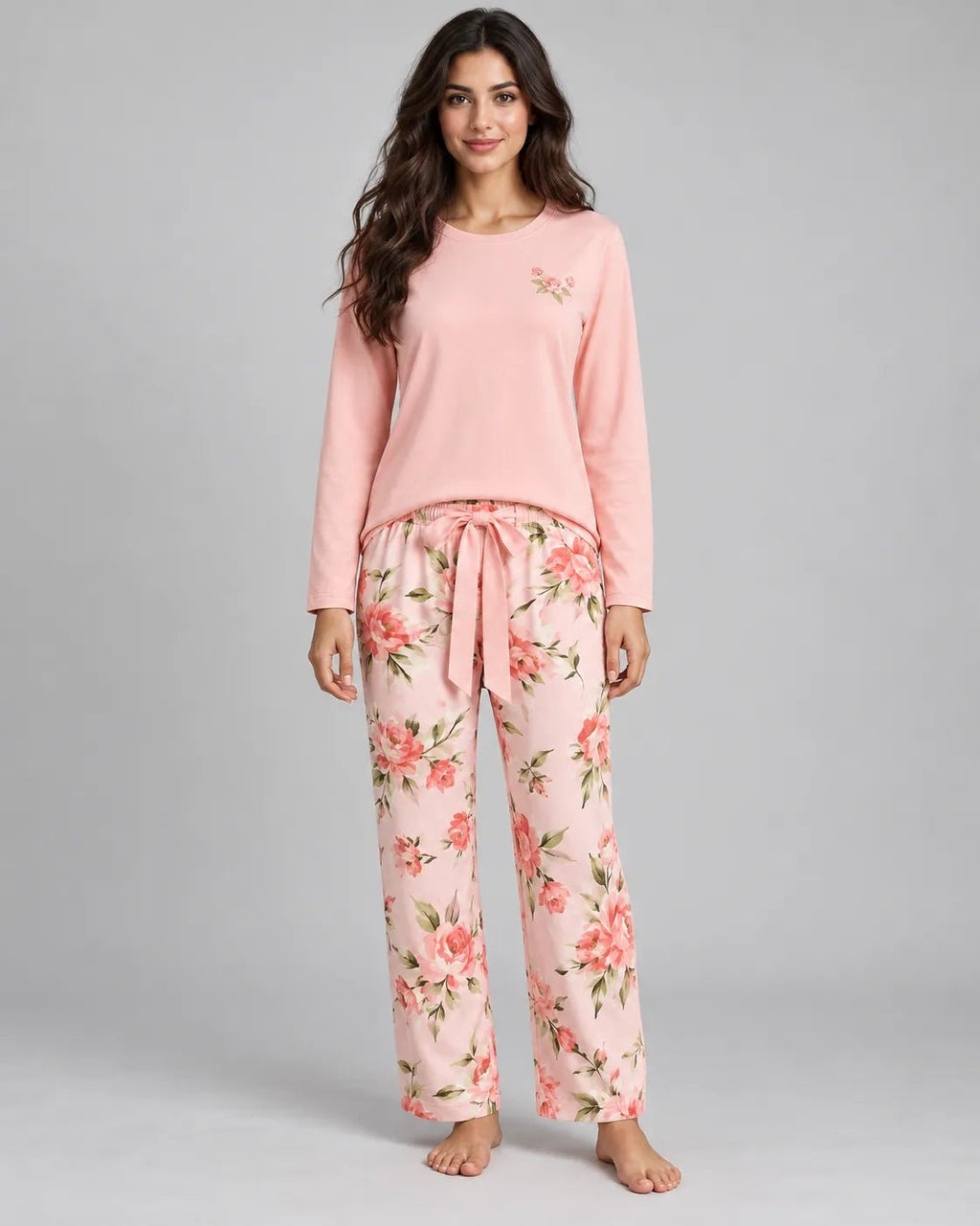Pyjama Femme Rose Fleuri à Manches Longues - La Sprezzatura pyjamas