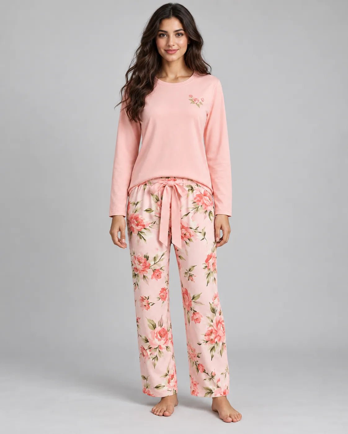 Pyjama Femme Rose Fleuri à Manches Longues - La Sprezzatura pyjamas