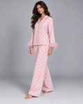 Pyjama Femme Rose Fleuri à Plumes – Ensemble 2 Pièces - La Sprezzatura pyjamas