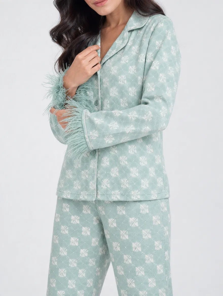 Pyjama Femme Vert Menthe à Plumes – Douceur & Élégance - La Sprezzatura pyjamas