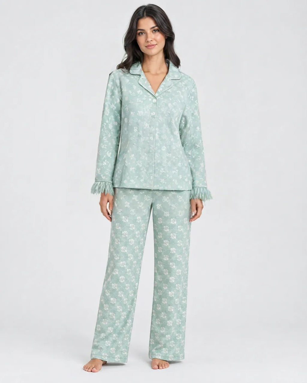 Pyjama Femme Vert Menthe à Plumes – Douceur & Élégance - La Sprezzatura pyjamas