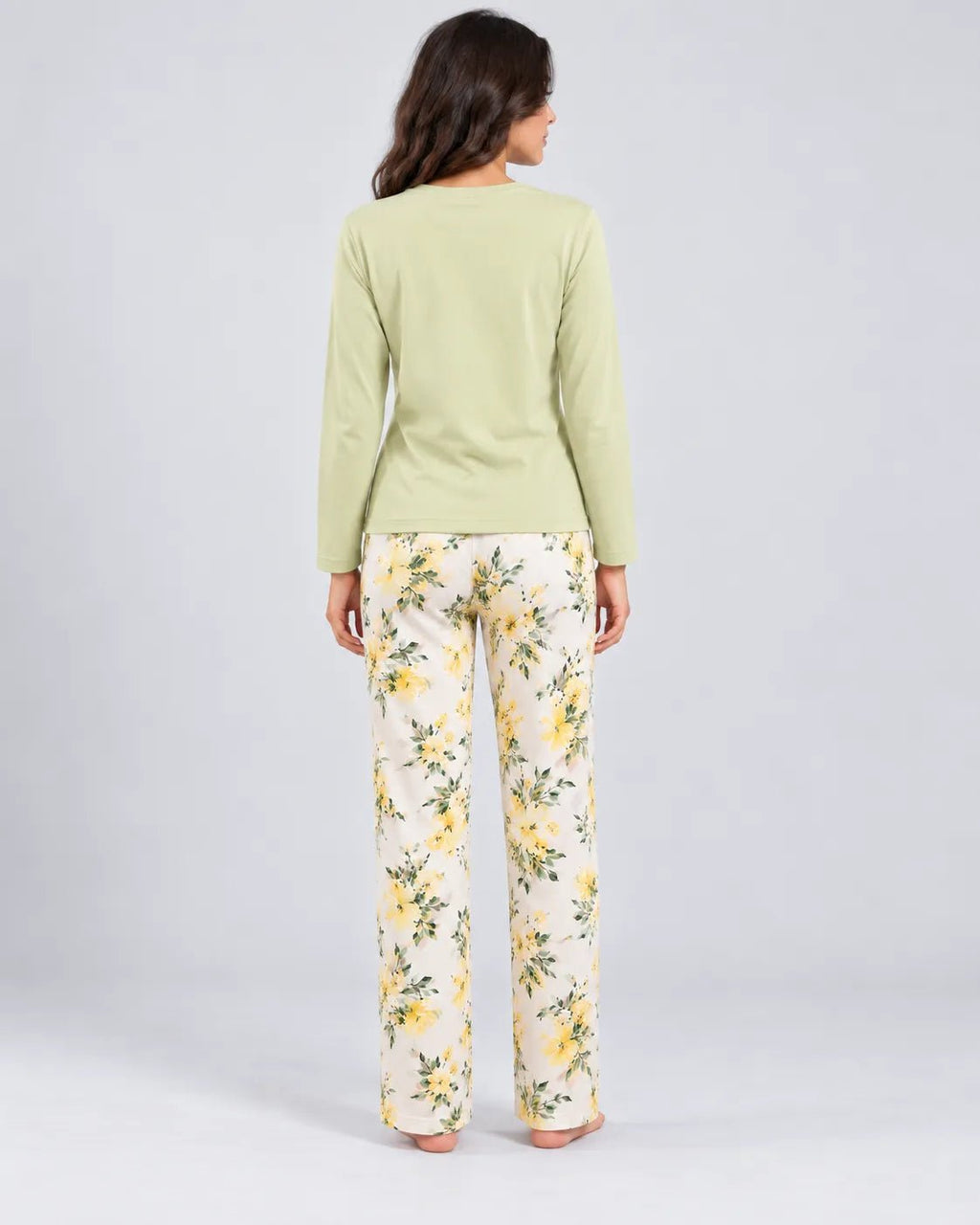 Pyjama Femme Vert Sauge Fleuri à Manches Longues - La Sprezzatura pyjamas
