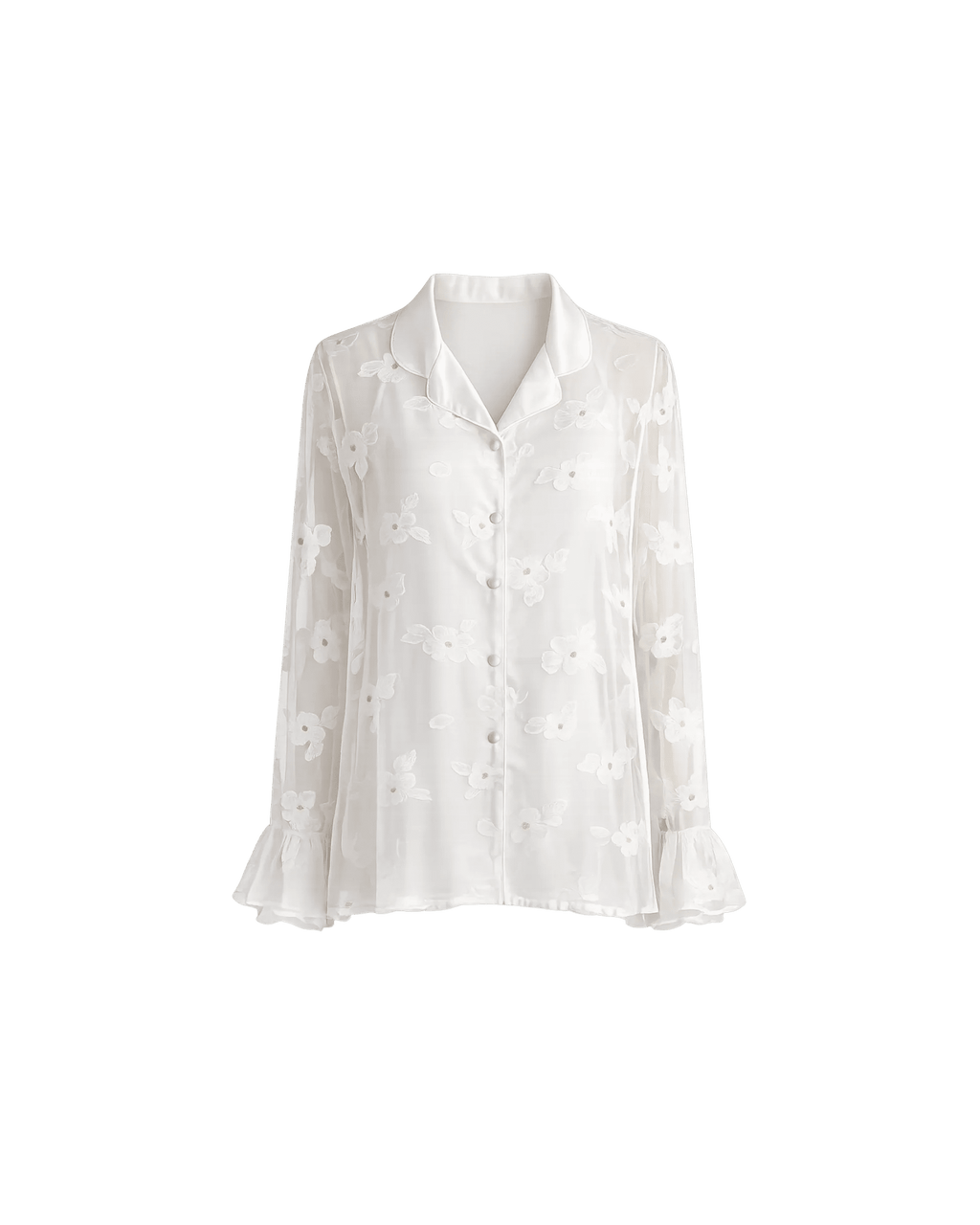 PYJAMA SATIN BLANC FLEURI 3 PIÈCES ÉLGANCE LUXE - La Sprezzatura pyjamas