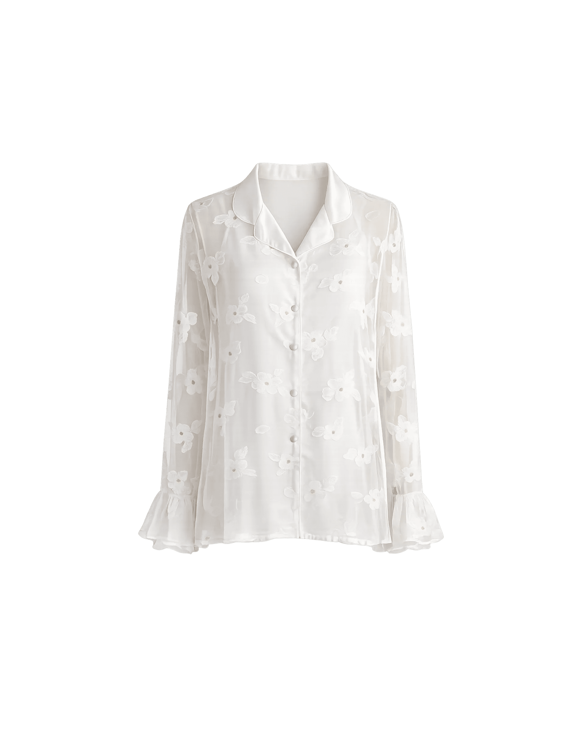 PYJAMA SATIN BLANC FLEURI 3 PIÈCES ÉLGANCE LUXE - La Sprezzatura pyjamas
