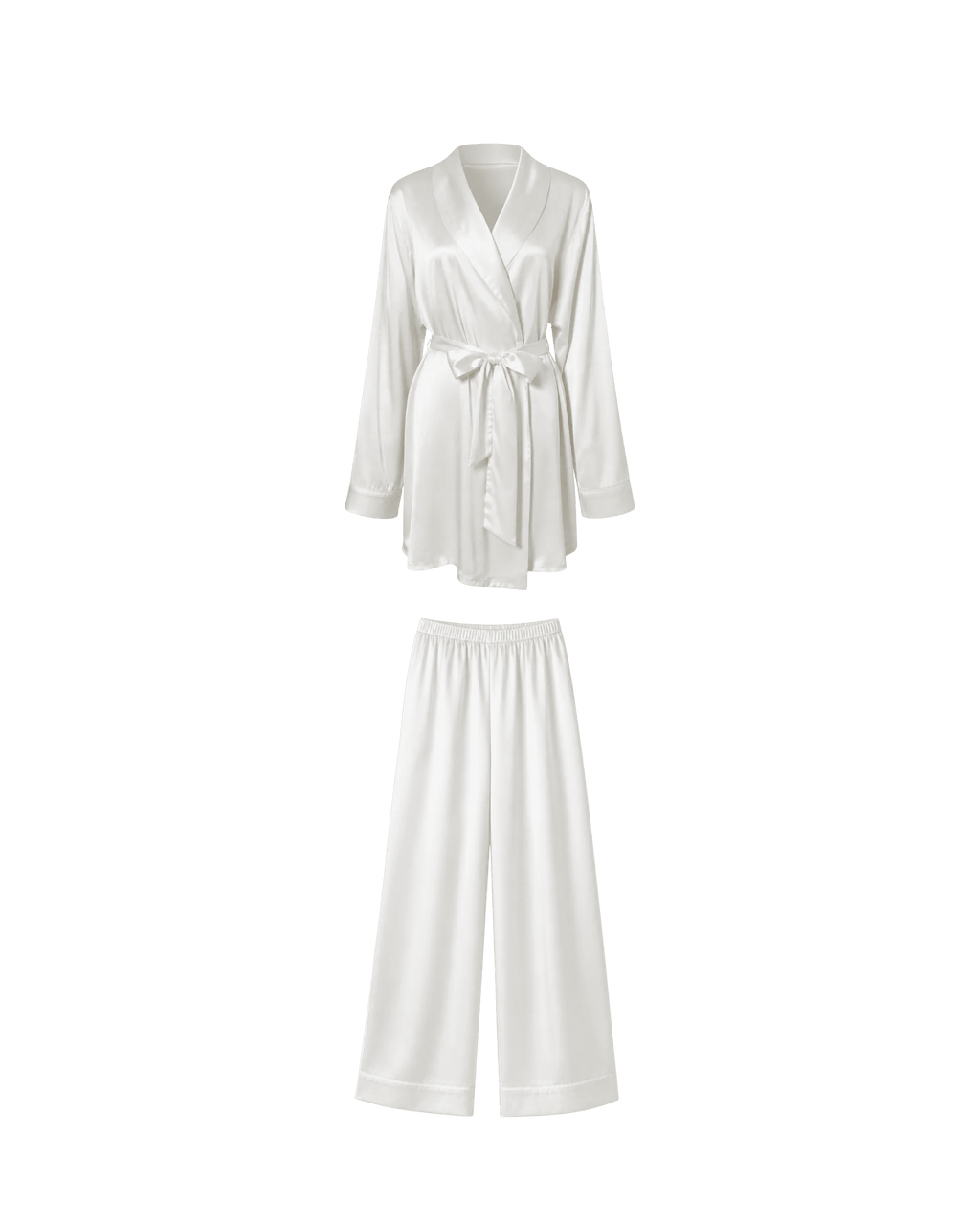 PYJAMA SATIN BLANC CACHE-CŒUR – ENSEMBLE 2 PIÈCES FEMME - La Sprezzatura pyjamas
