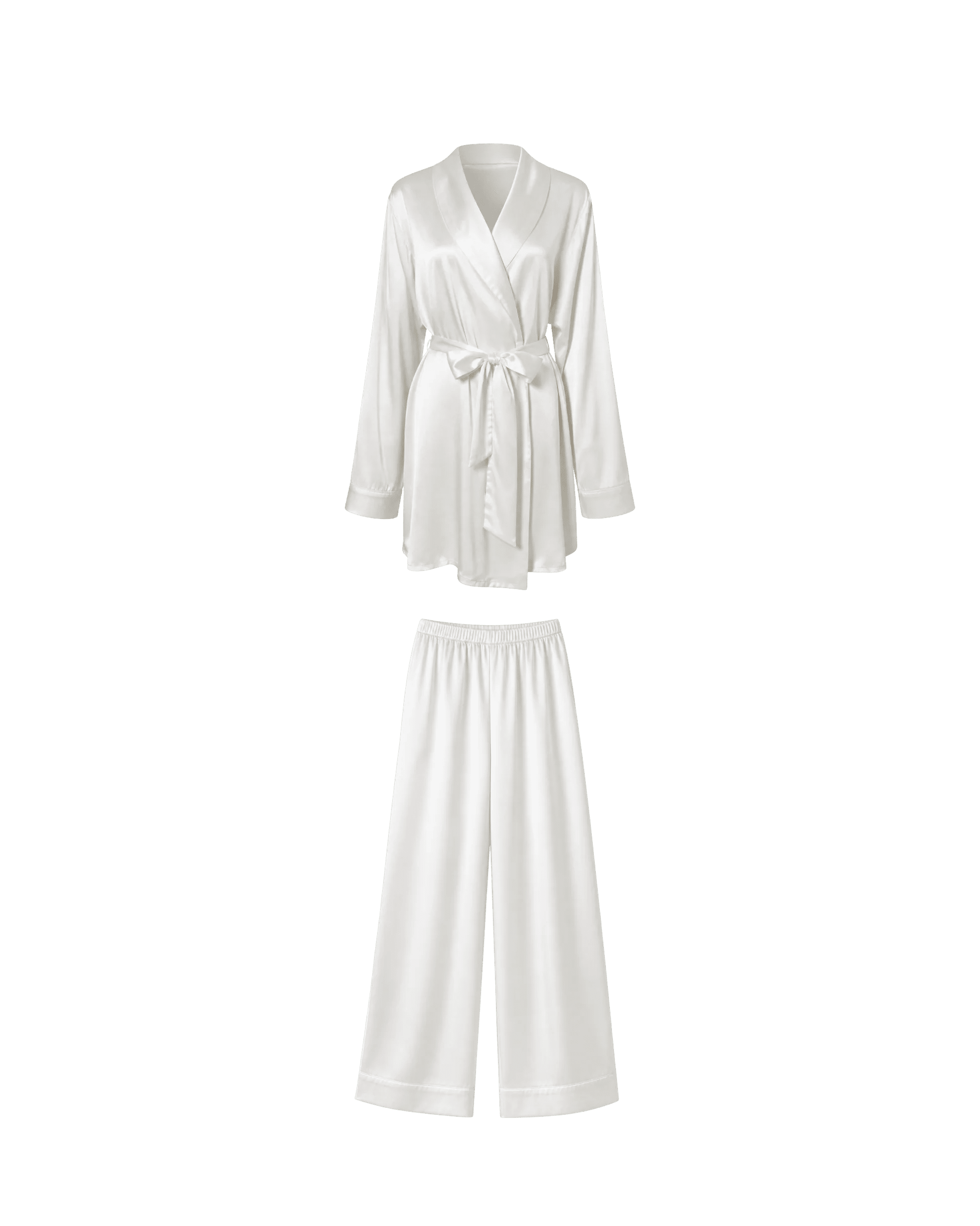 PYJAMA SATIN BLANC CACHE-CŒUR – ENSEMBLE 2 PIÈCES FEMME - La Sprezzatura pyjamas
