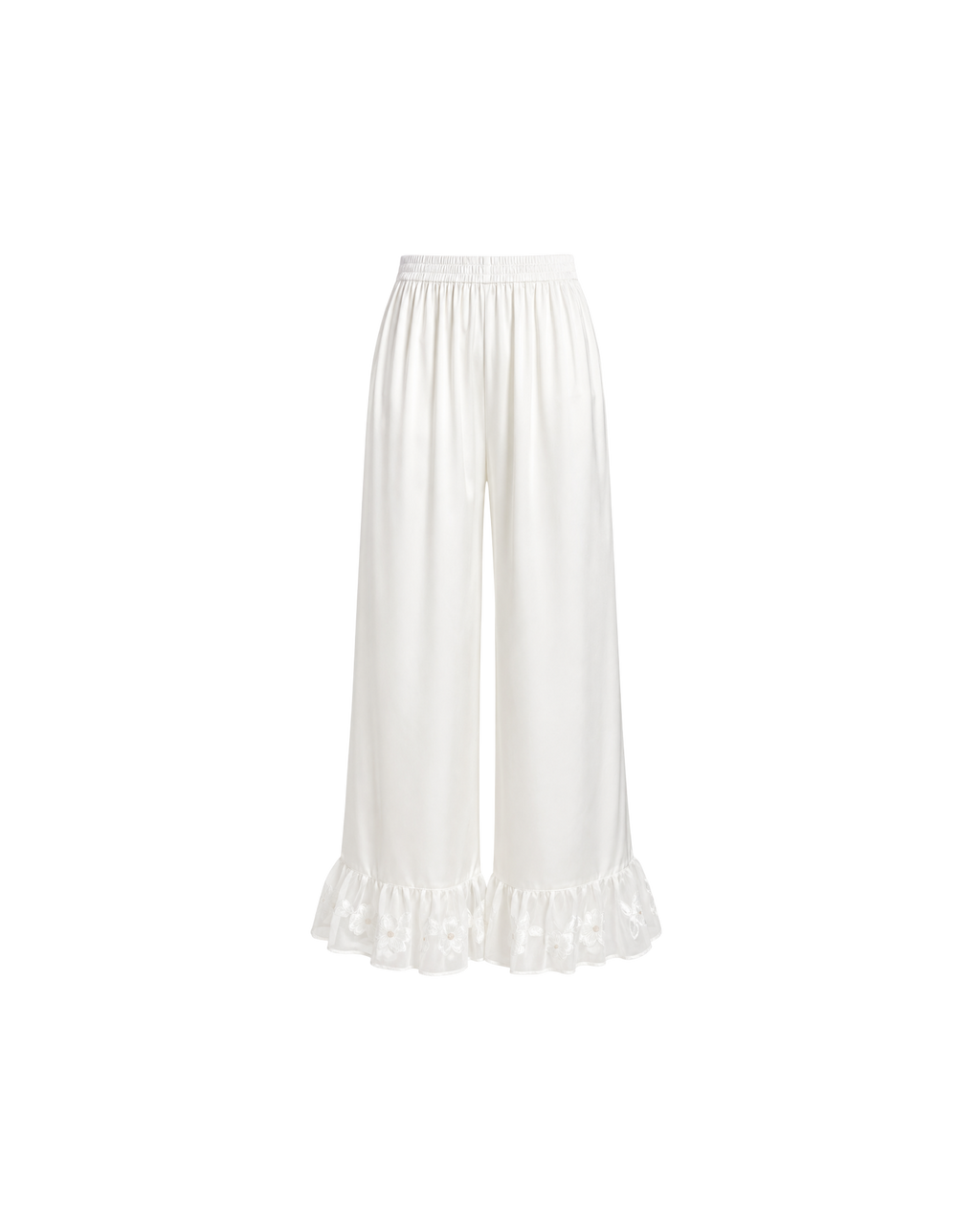 PYJAMA SATIN BLANC FLEURI 3 PIÈCES ÉLGANCE LUXE