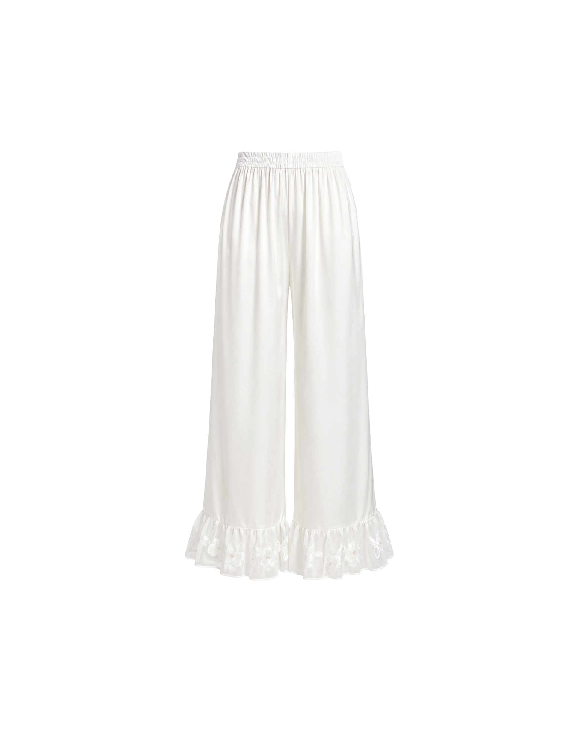PYJAMA SATIN BLANC FLEURI 3 PIÈCES ÉLGANCE LUXE