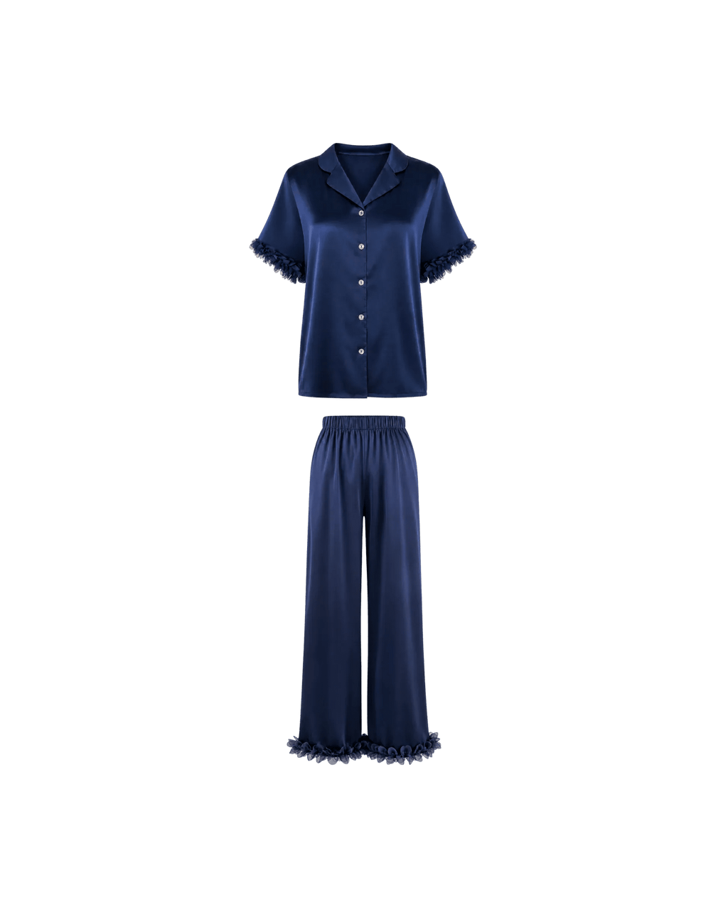 Pyjama Satin Bleu Nuit Femme | Ensemble Élégant 2 Pièces | La Sprezzatura - La Sprezzatura pyjamas