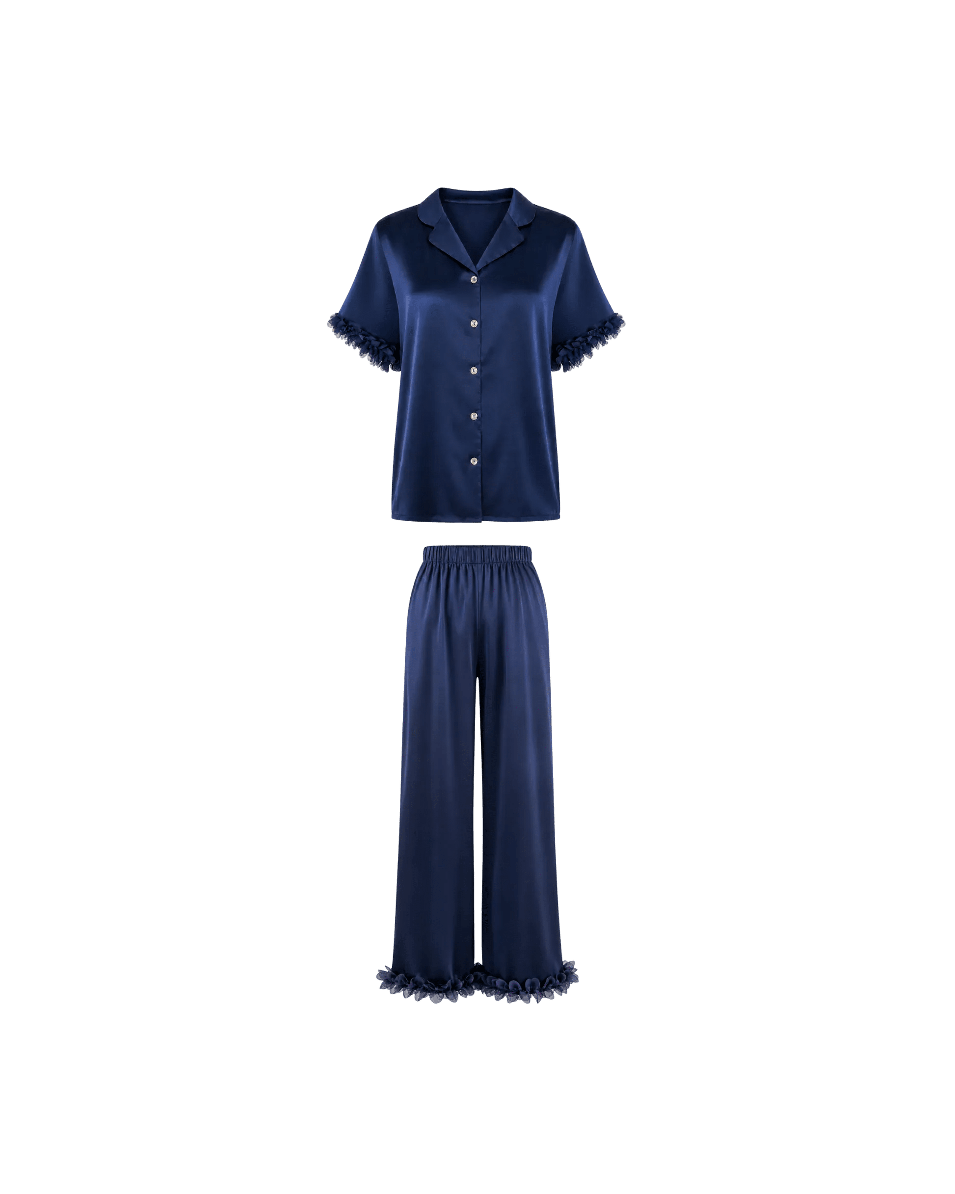 Pyjama Satin Bleu Nuit Femme | Ensemble Élégant 2 Pièces | La Sprezzatura - La Sprezzatura pyjamas
