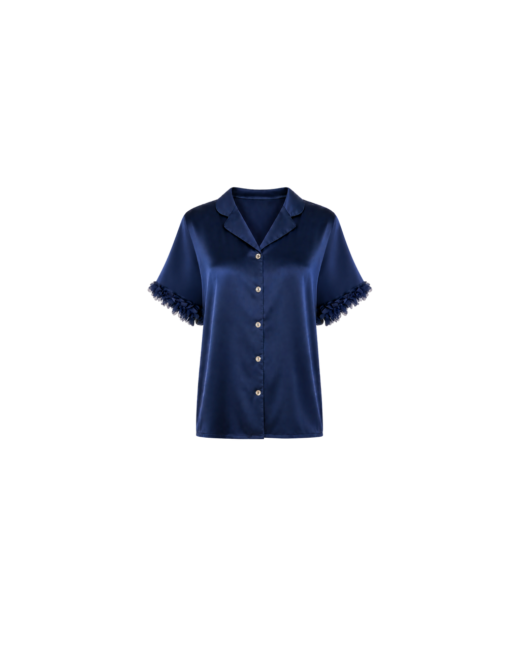 Pyjama Satin Bleu Nuit Femme | Ensemble Élégant 2 Pièces | La Sprezzatura