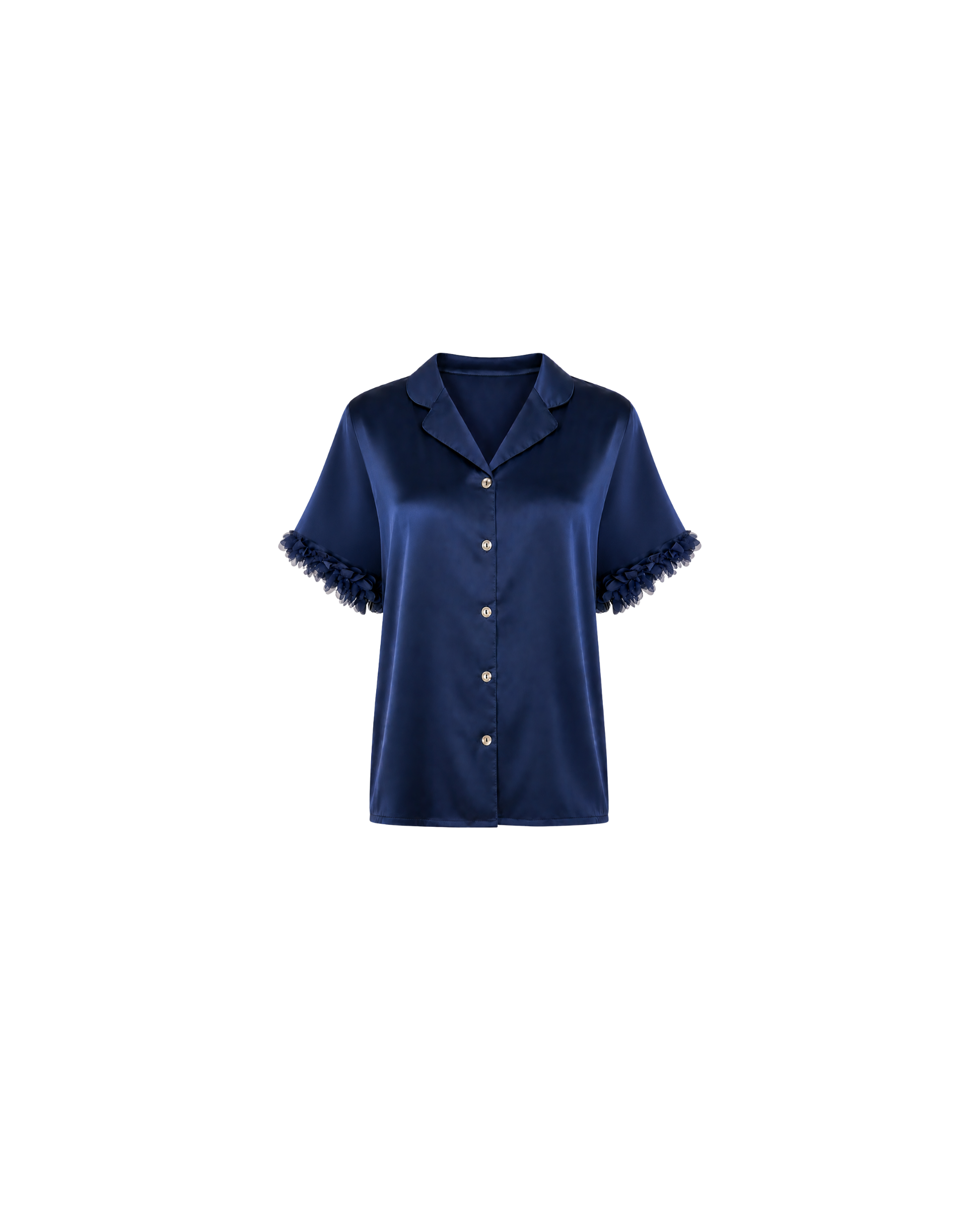 Pyjama Satin Bleu Nuit Femme | Ensemble Élégant 2 Pièces | La Sprezzatura