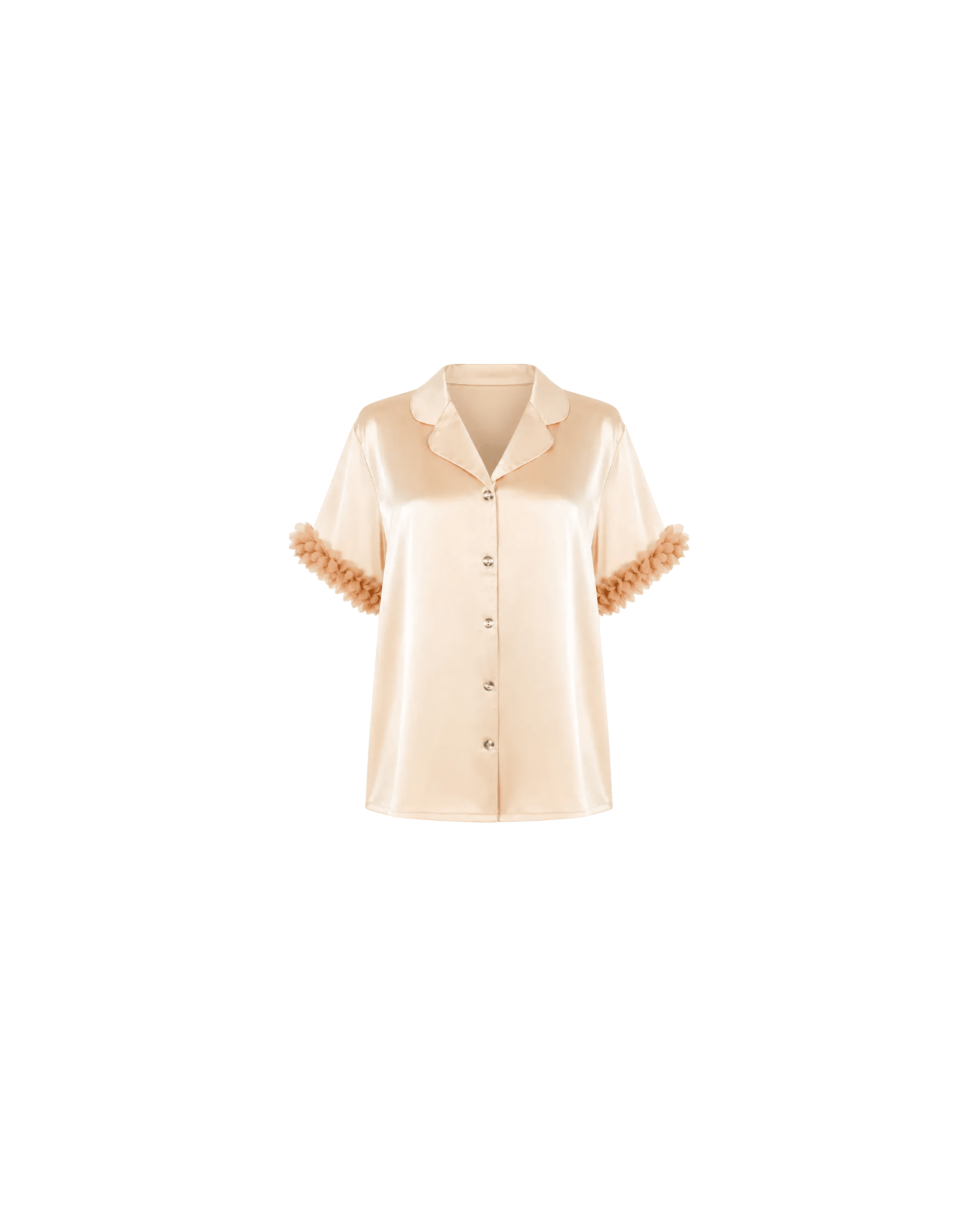 PYJAMA SATIN CHAMPAGNE À FINITIONS FLORALES - La Sprezzatura pyjamas