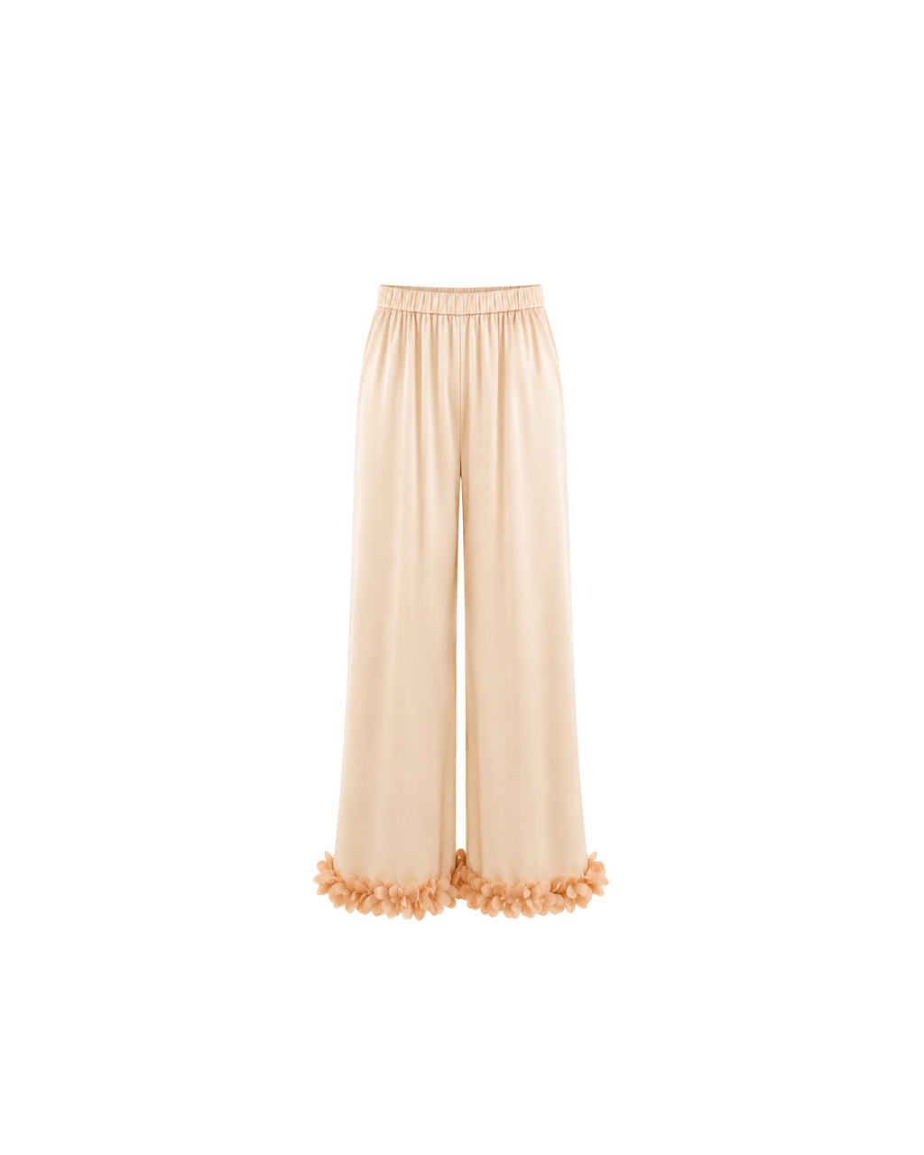 PYJAMA SATIN CHAMPAGNE À FINITIONS FLORALES