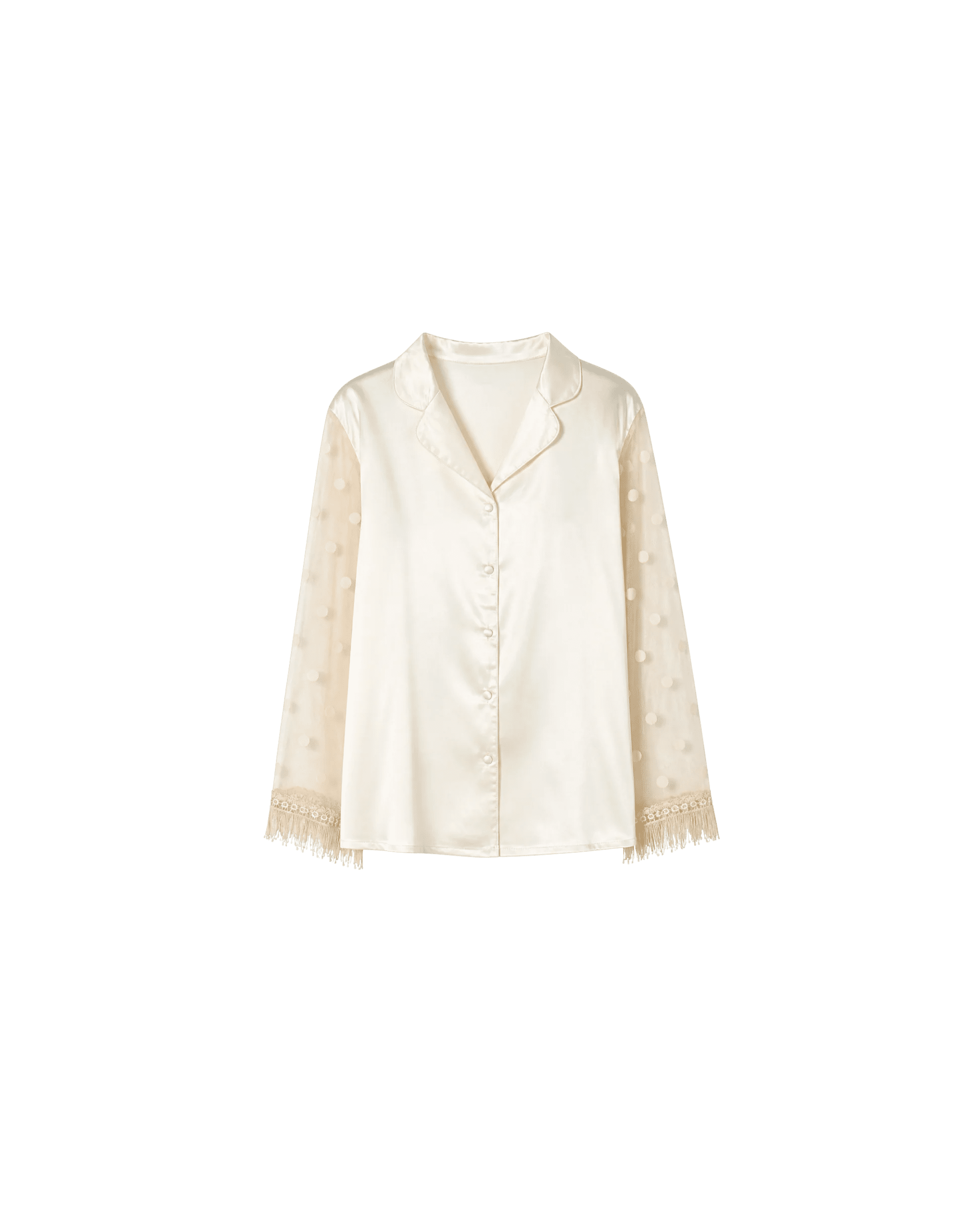 PYJAMA SATIN IVOIRE À MANCHES TRANSPARENTES – ENSEMBLE 2 PIÈCES FEMME ÉLÉGANT - La Sprezzatura pyjamas