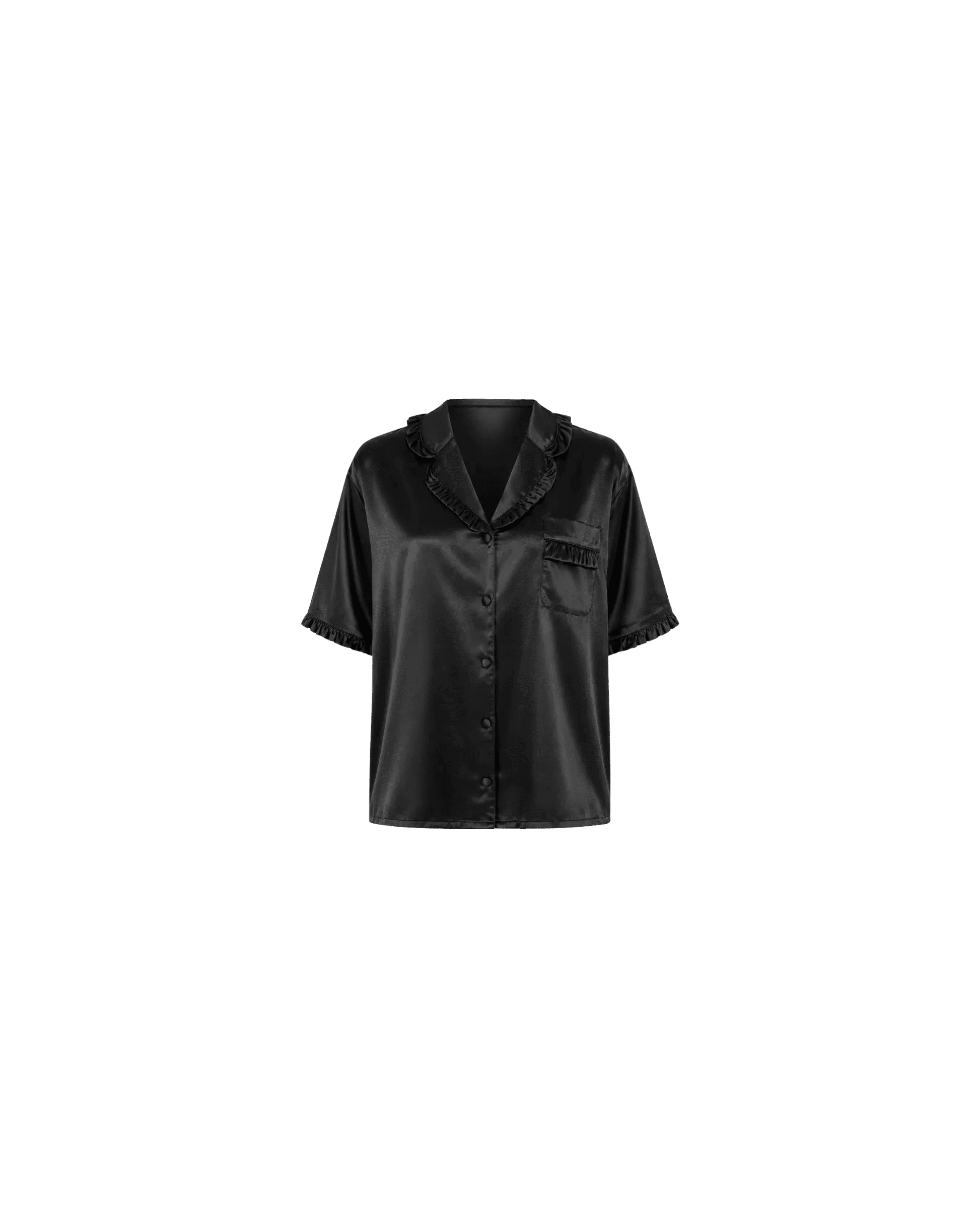 Pyjama Satin Noir Volants Élégance - La Sprezzatura pyjamas